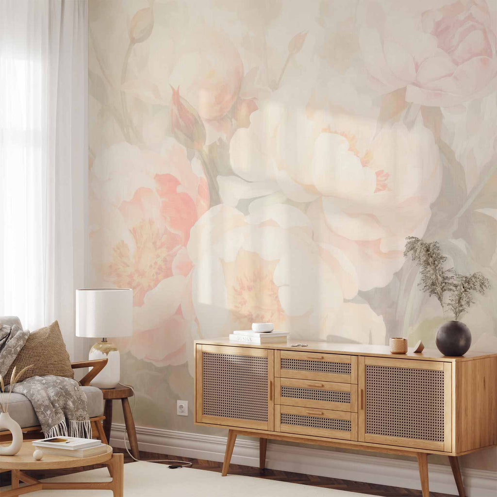 Misty Peonies Floral Wall Mural