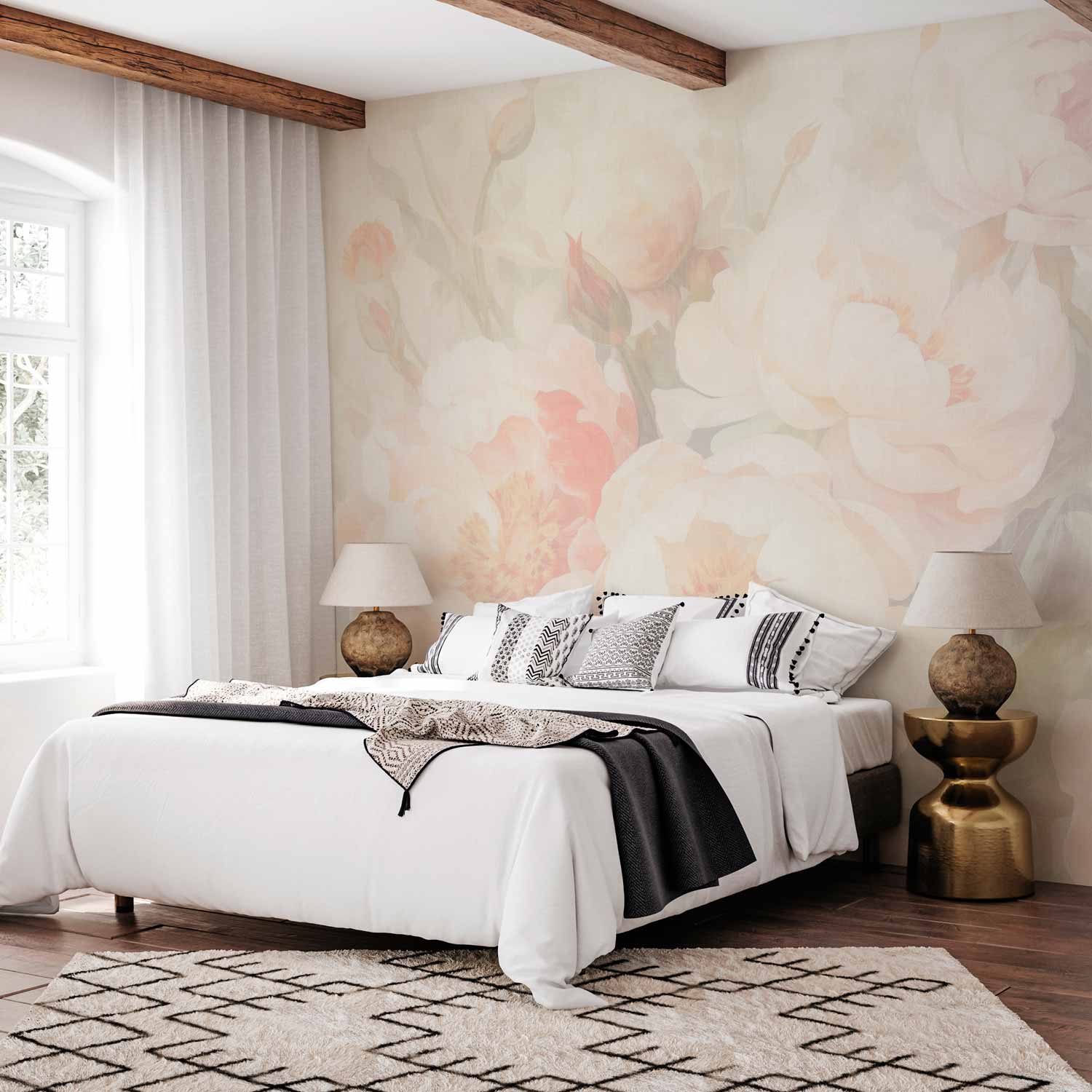 Misty Peonies Floral Wall Mural
