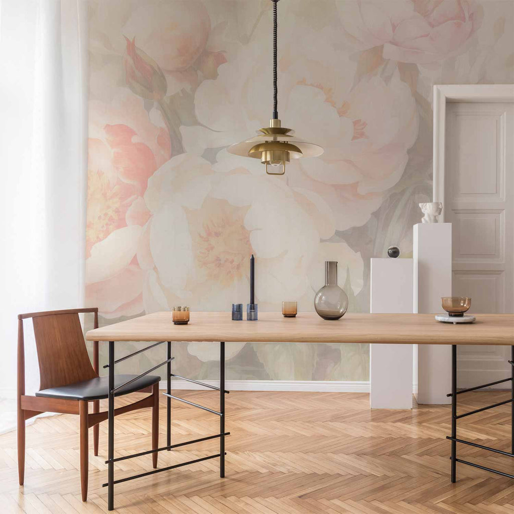 Misty Peonies Floral Wall Mural