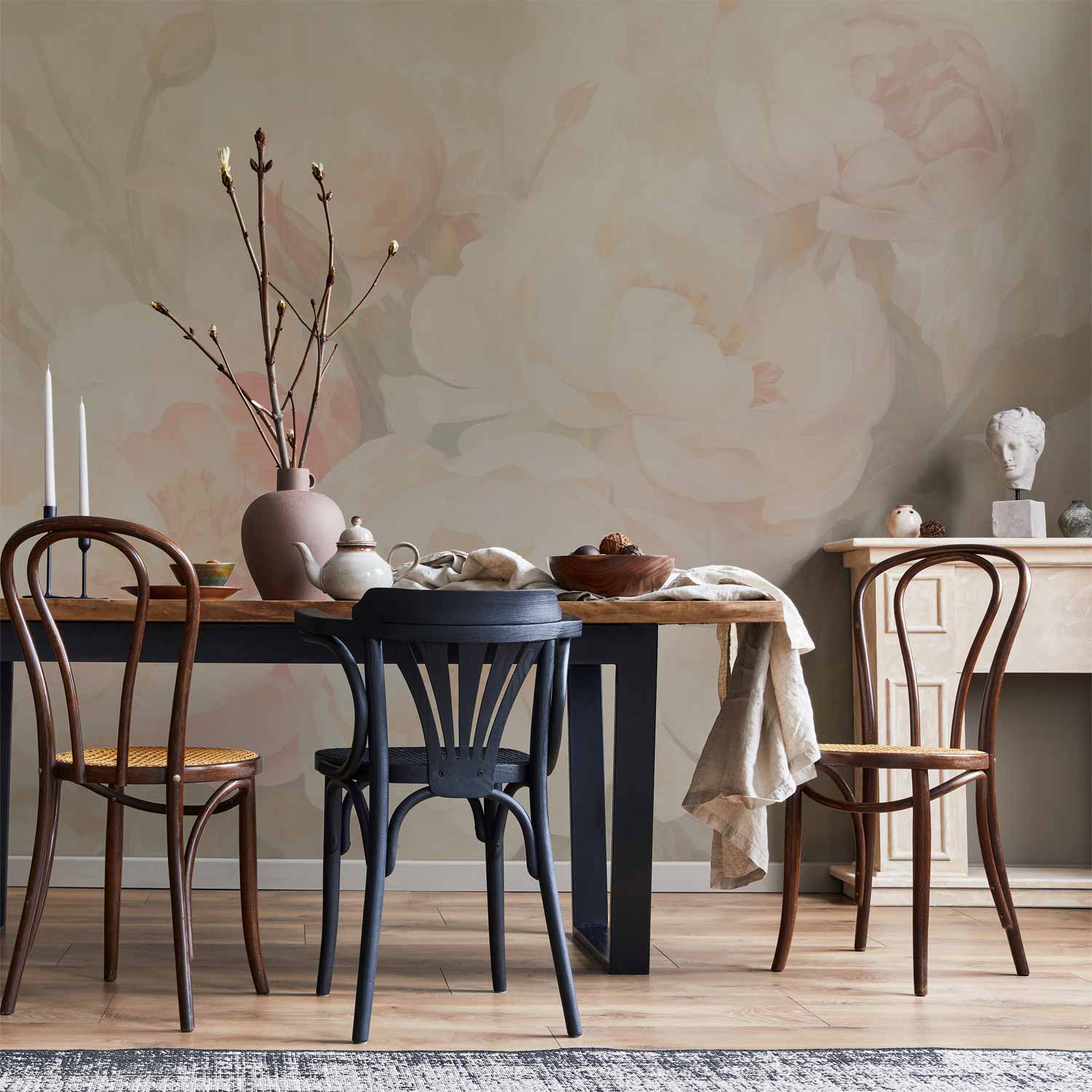 Misty Peonies Floral Wall Mural