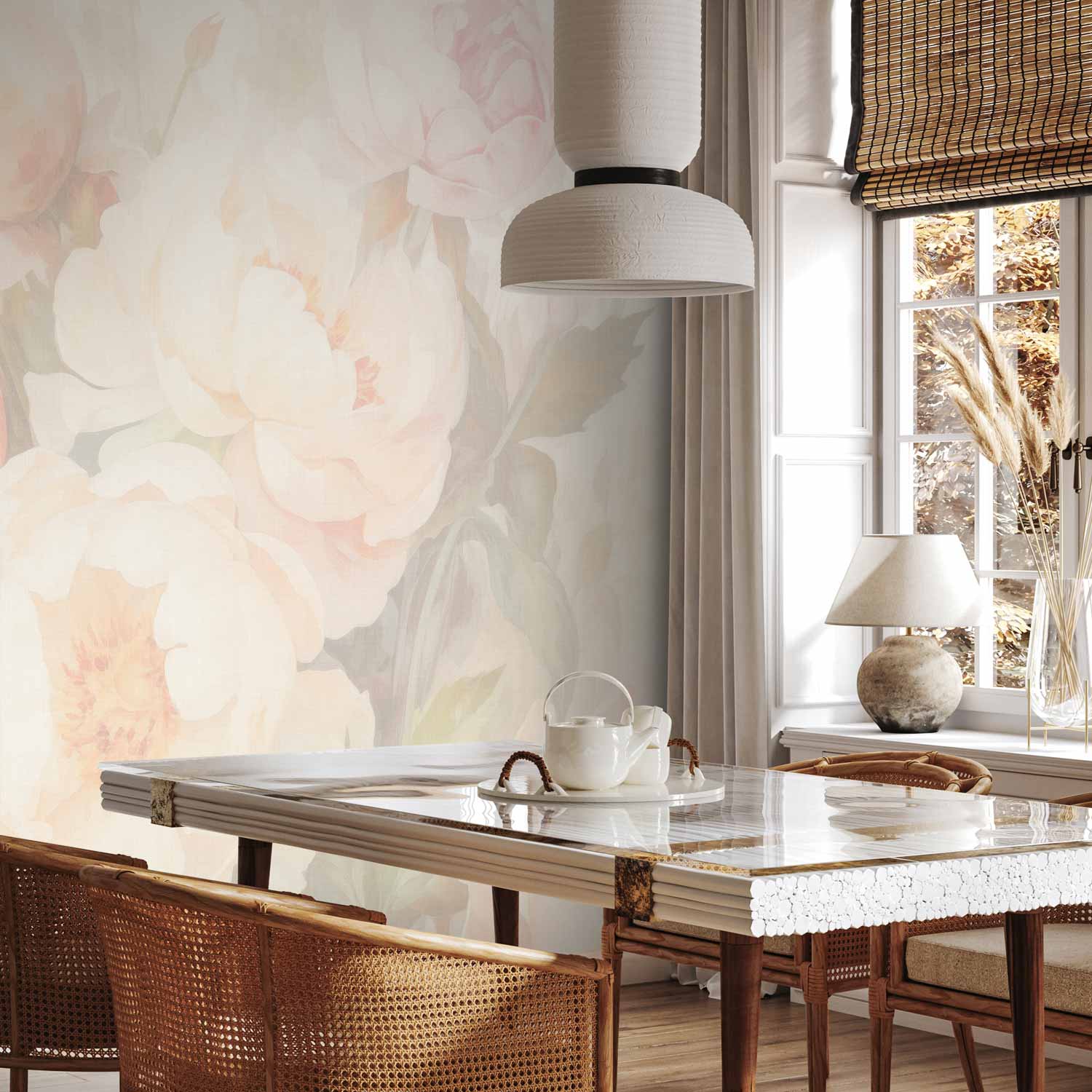 Misty Peonies Floral Wall Mural