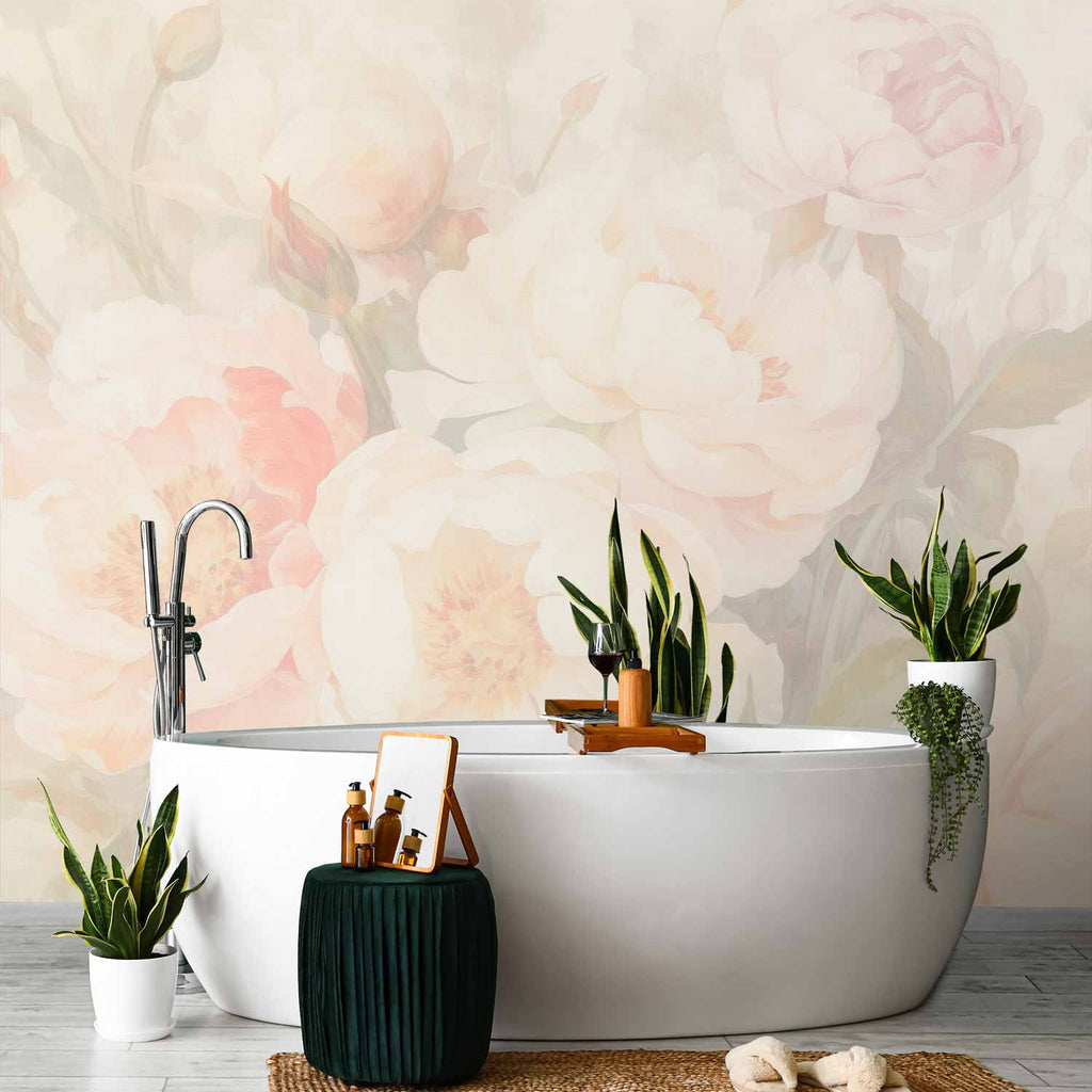 Misty Peonies Floral Wall Mural