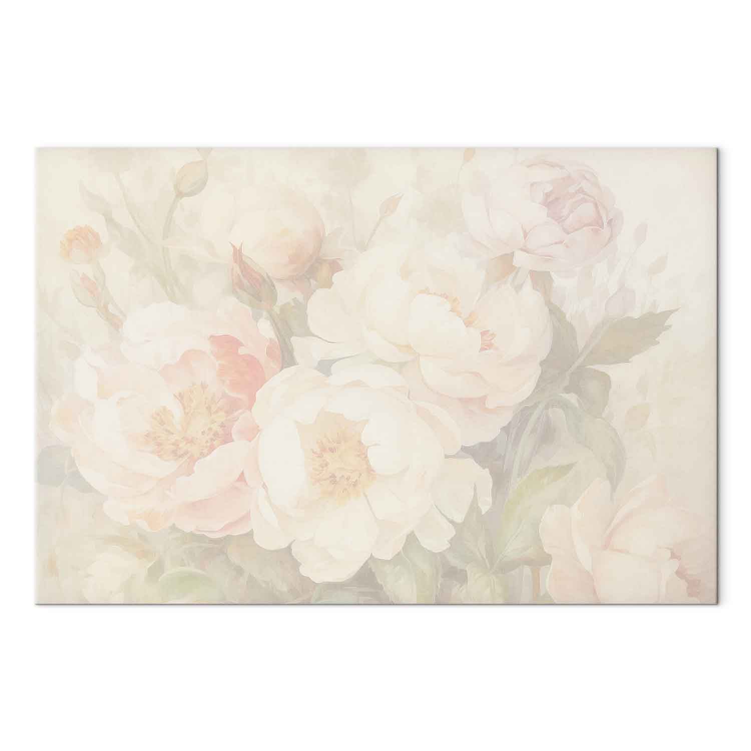 Peonies in Mist Floral Canvas Print