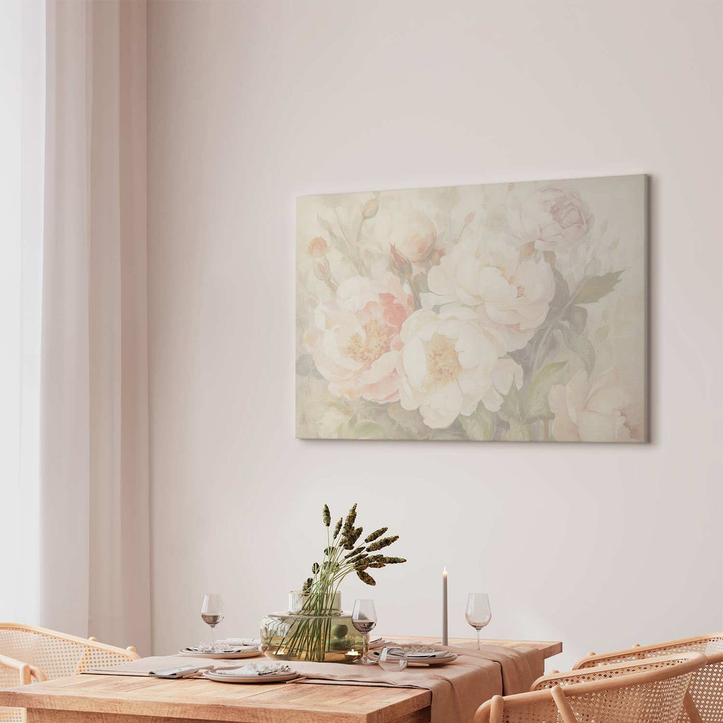 Peonies in Mist Floral Canvas Print