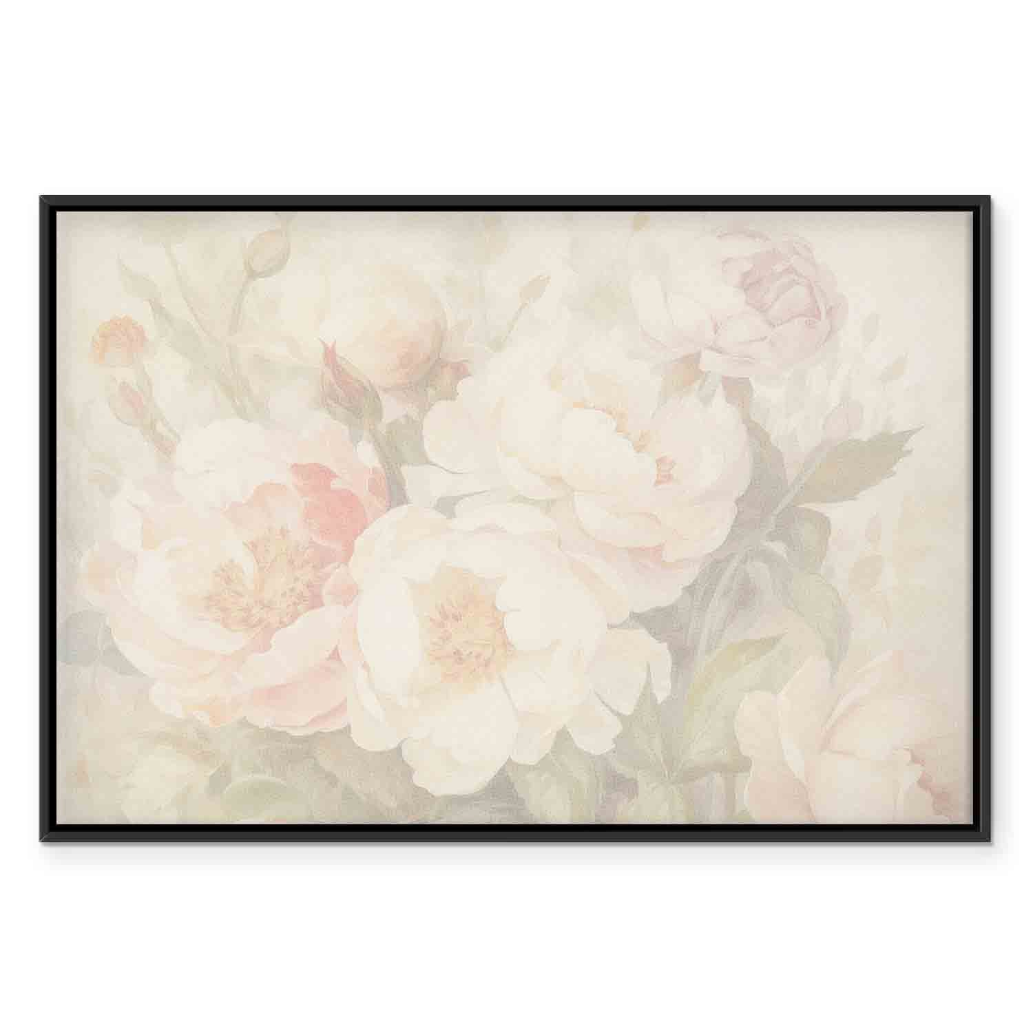 Peonies in Mist Floral Canvas Print