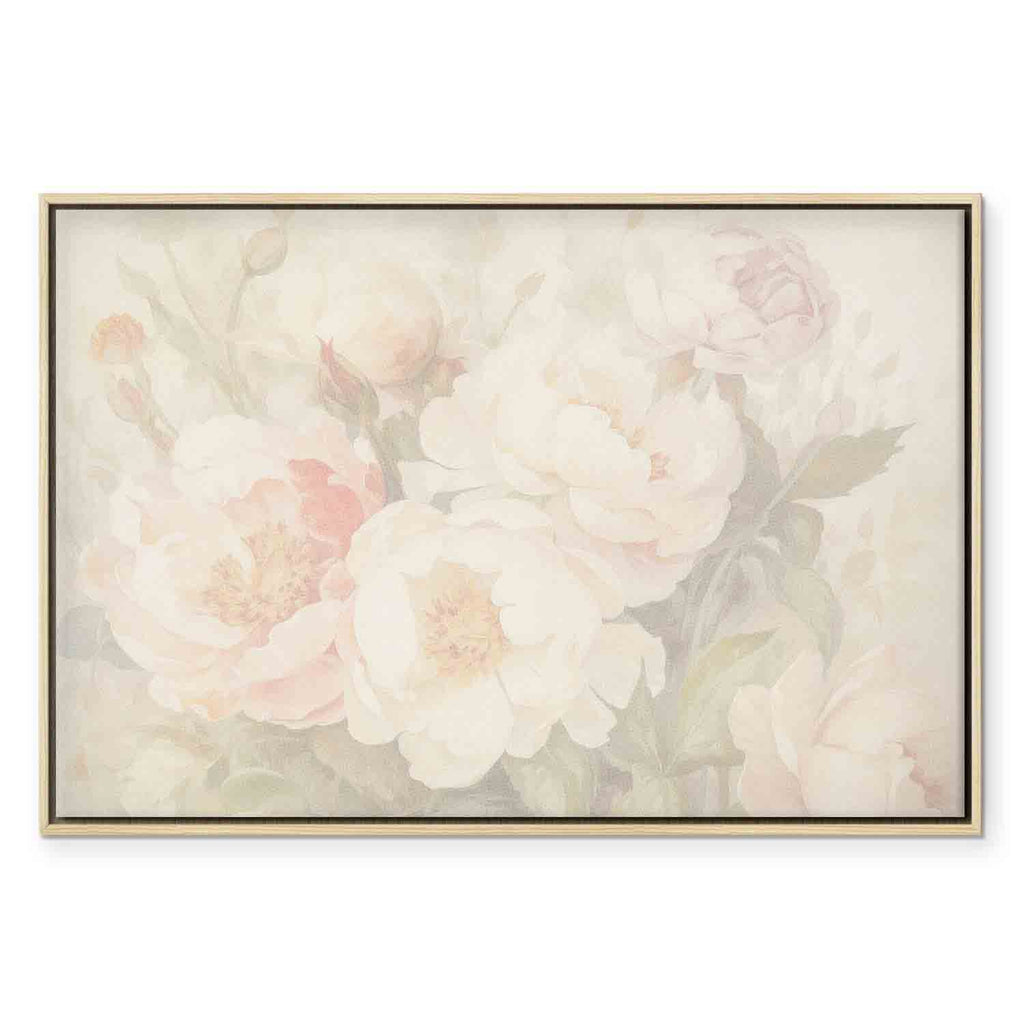 Peonies in Mist Floral Canvas Print