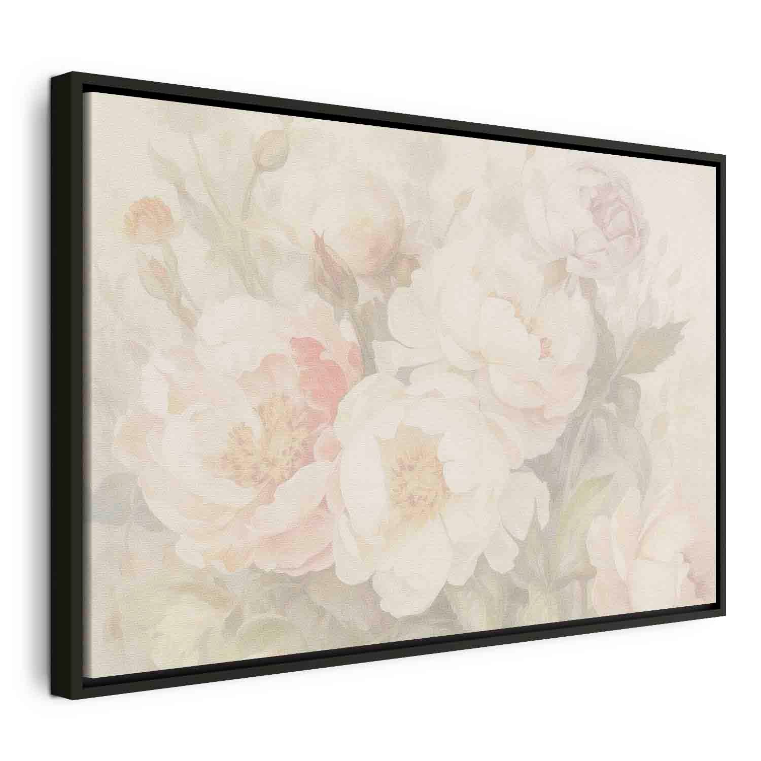 Peonies in Mist Floral Canvas Print
