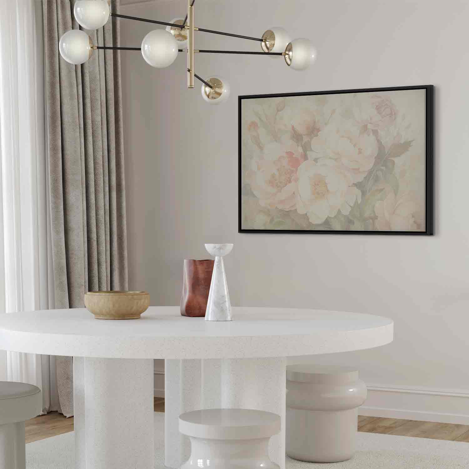 Peonies in Mist Floral Canvas Print