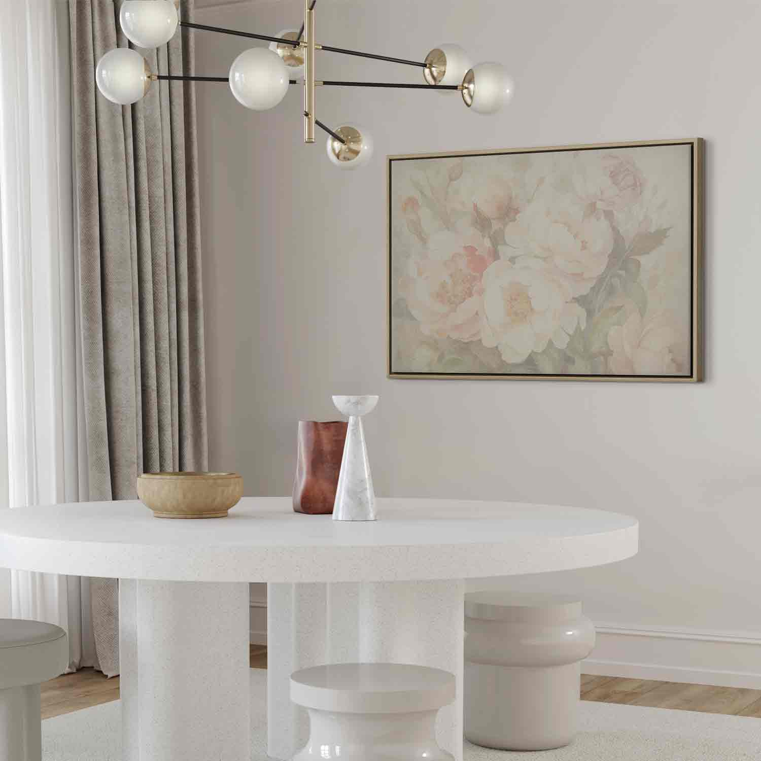 Peonies in Mist Floral Canvas Print