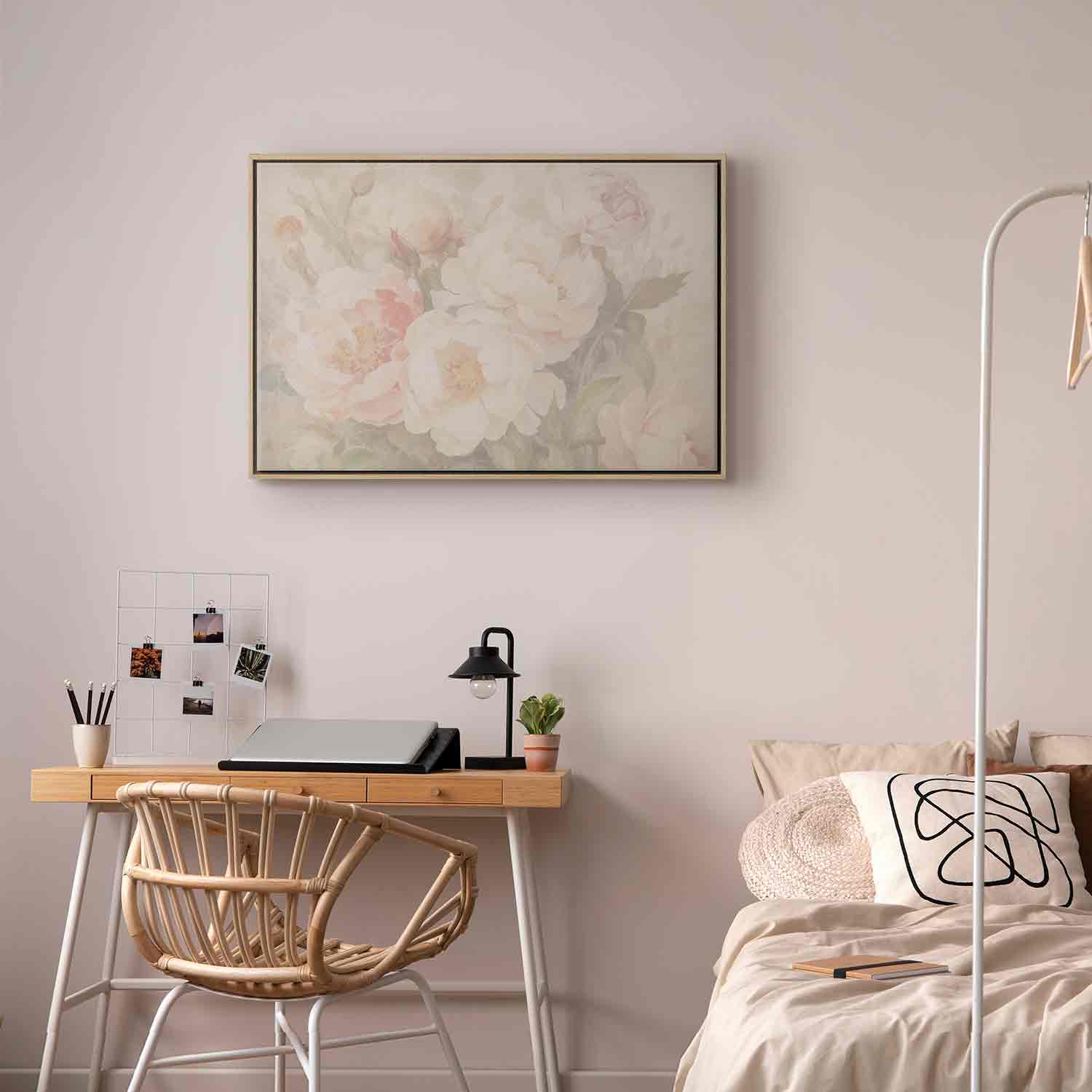 Peonies in Mist Floral Canvas Print