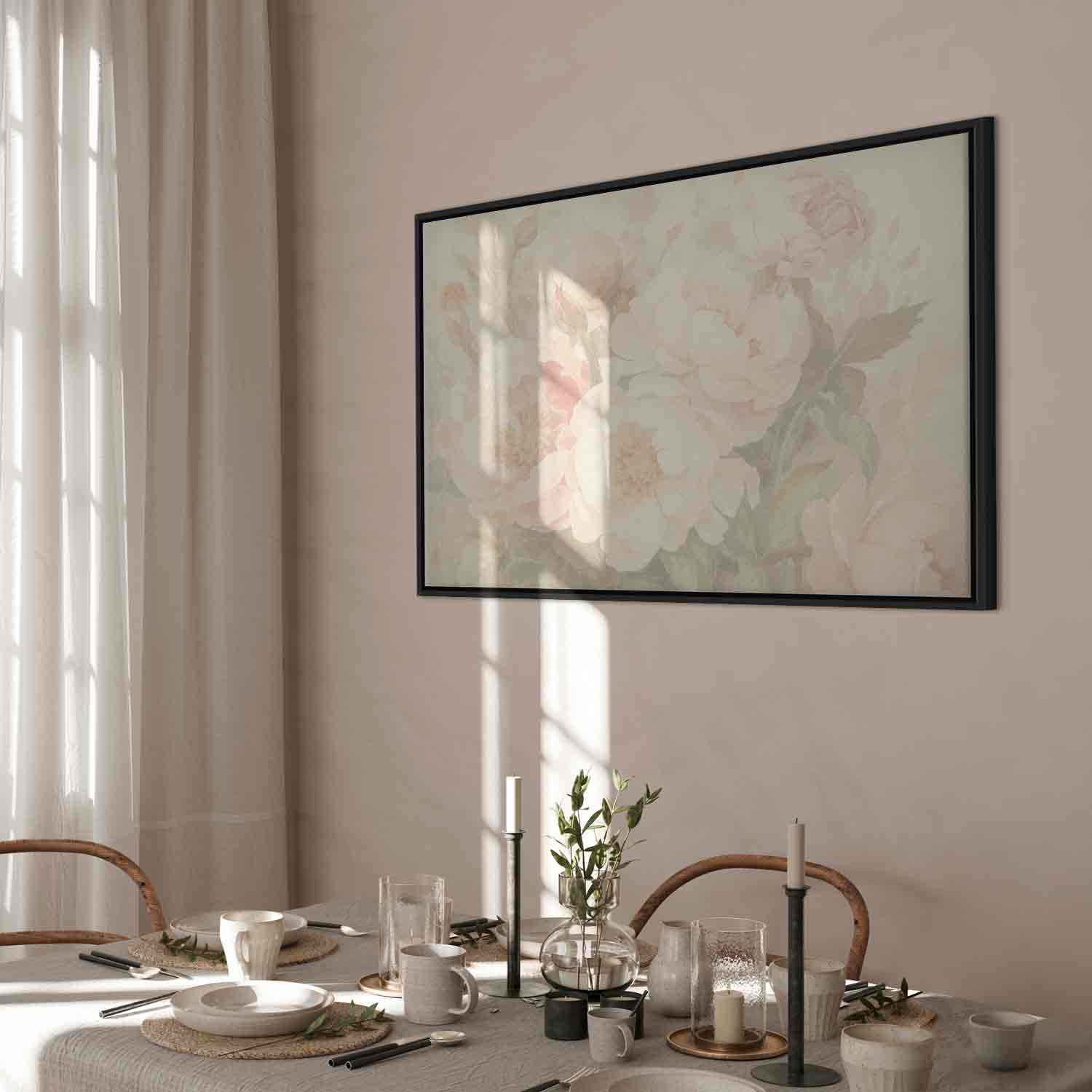 Peonies in Mist Floral Canvas Print