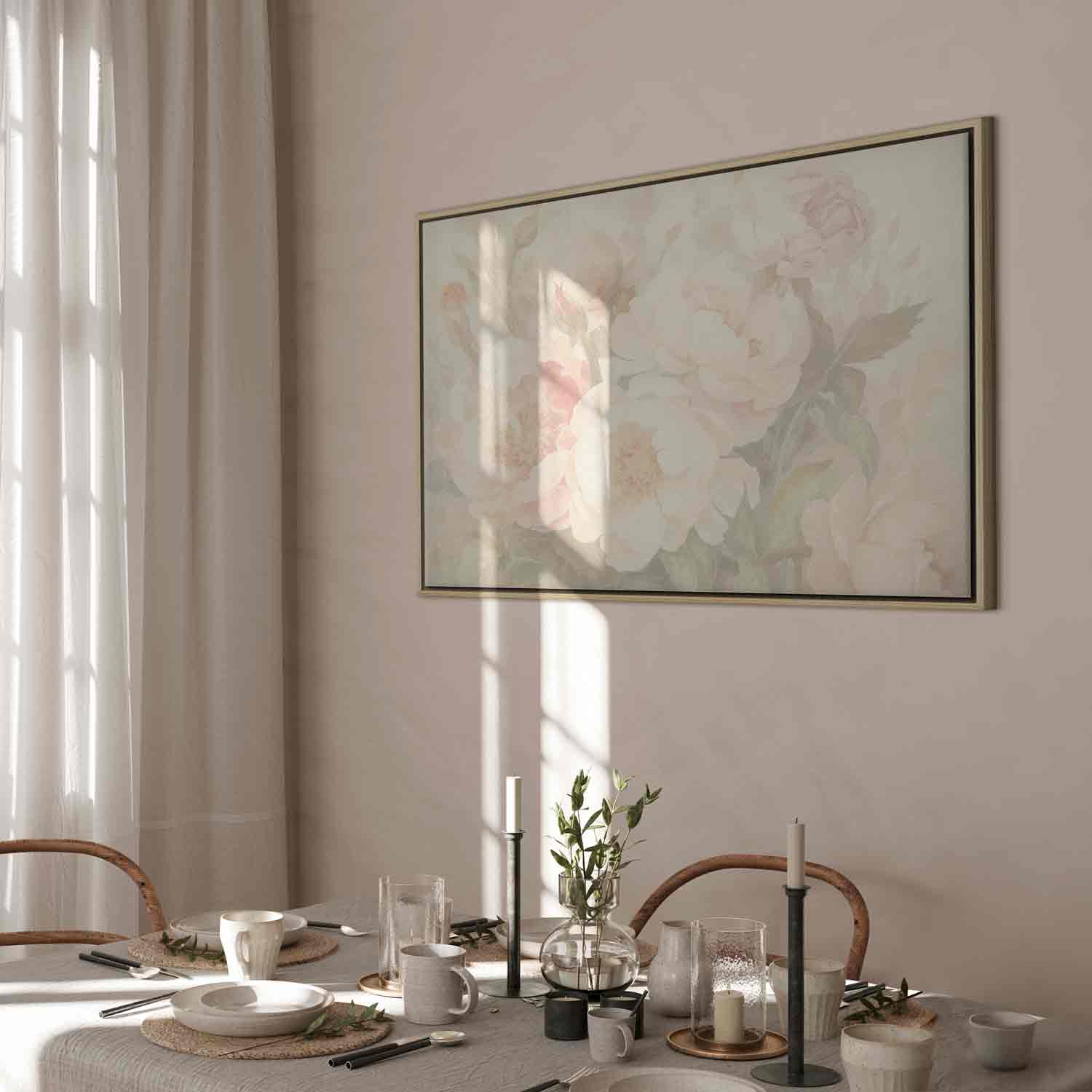 Peonies in Mist Floral Canvas Print