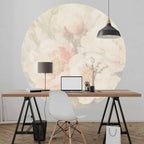 Misty Peony Floral Round Wall Mural