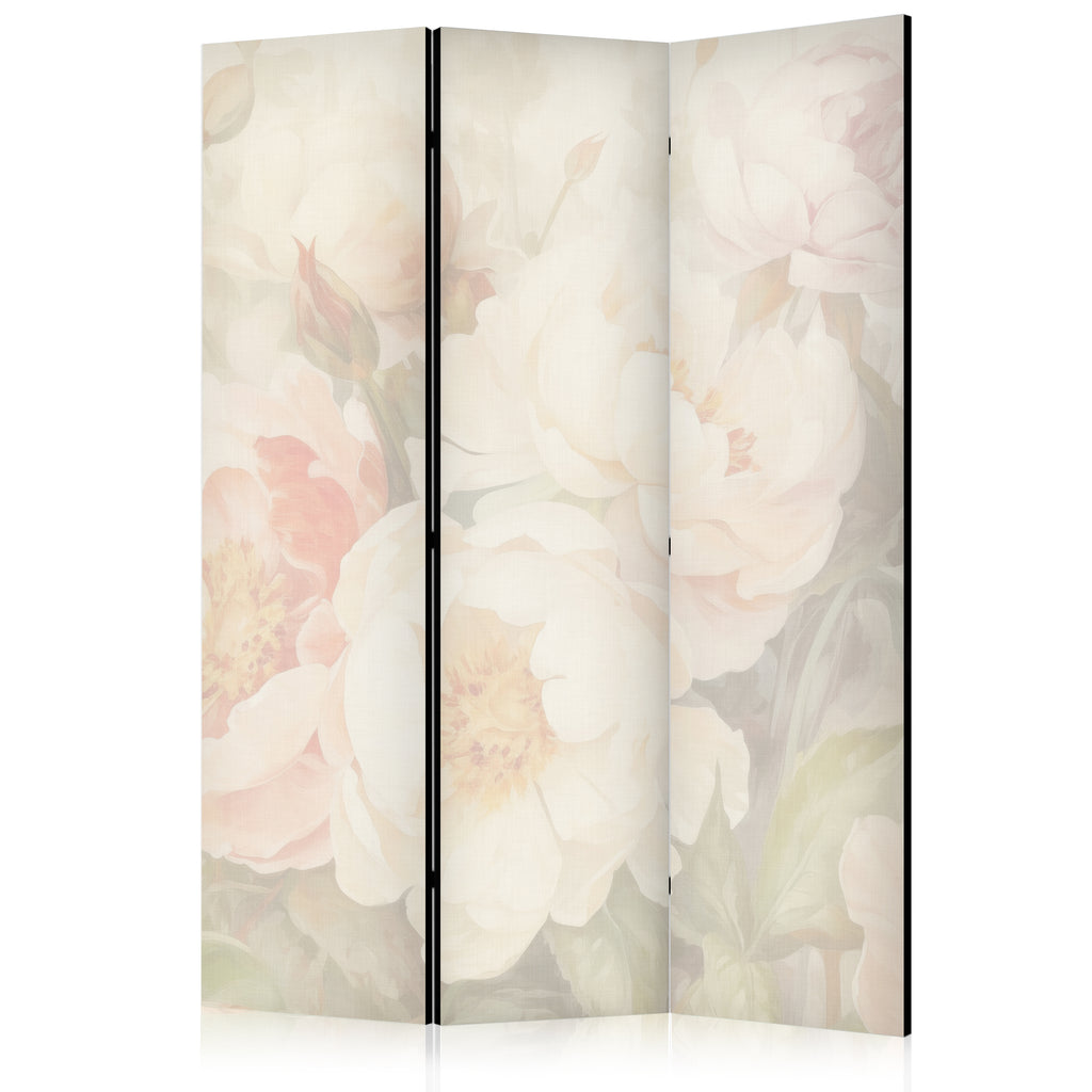 Room Divider with Blooming Peonies - Large Floral Design