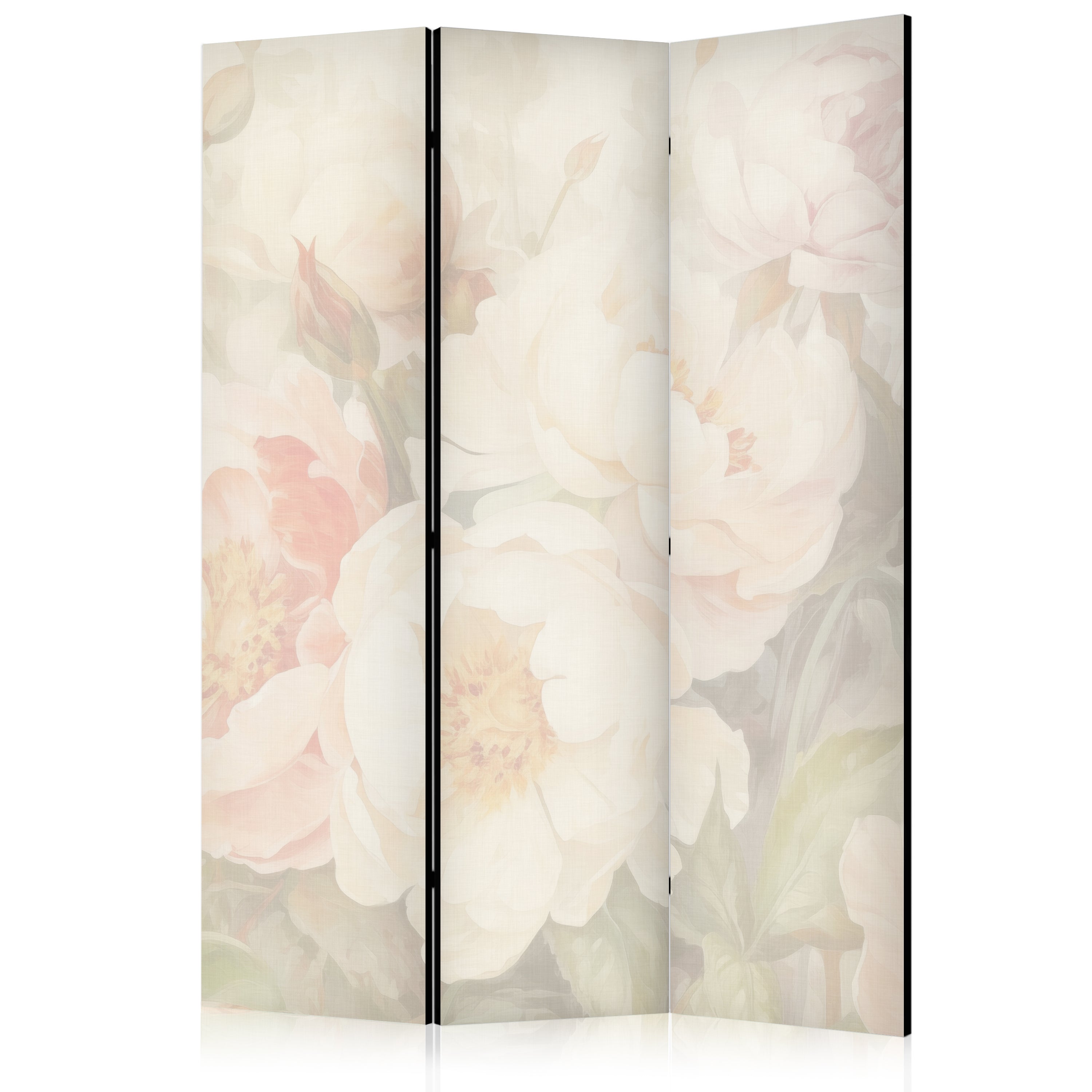 Room Divider with Blooming Peonies - Large Floral Design