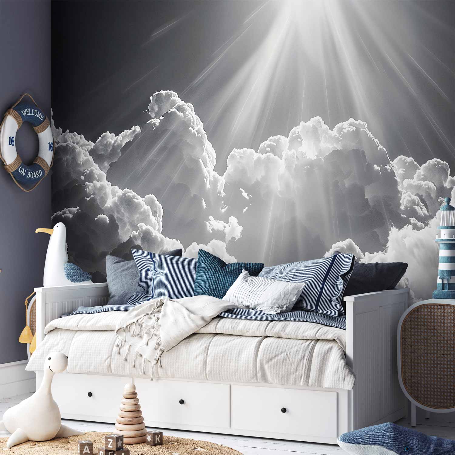 Sun Rays Through Clouds Nature Wall Mural