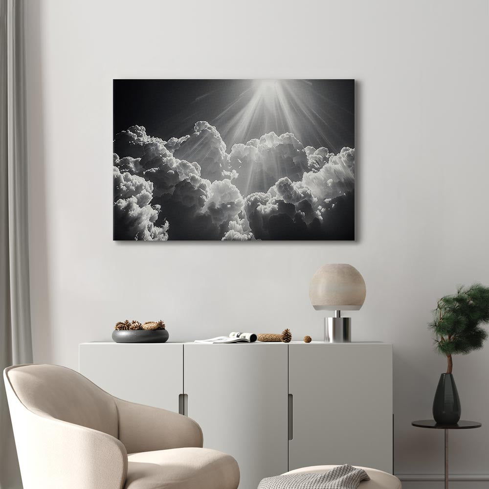 Canvas Print - Hope in the Clouds: Inspiring Rays of the Sun Awaken Emotions