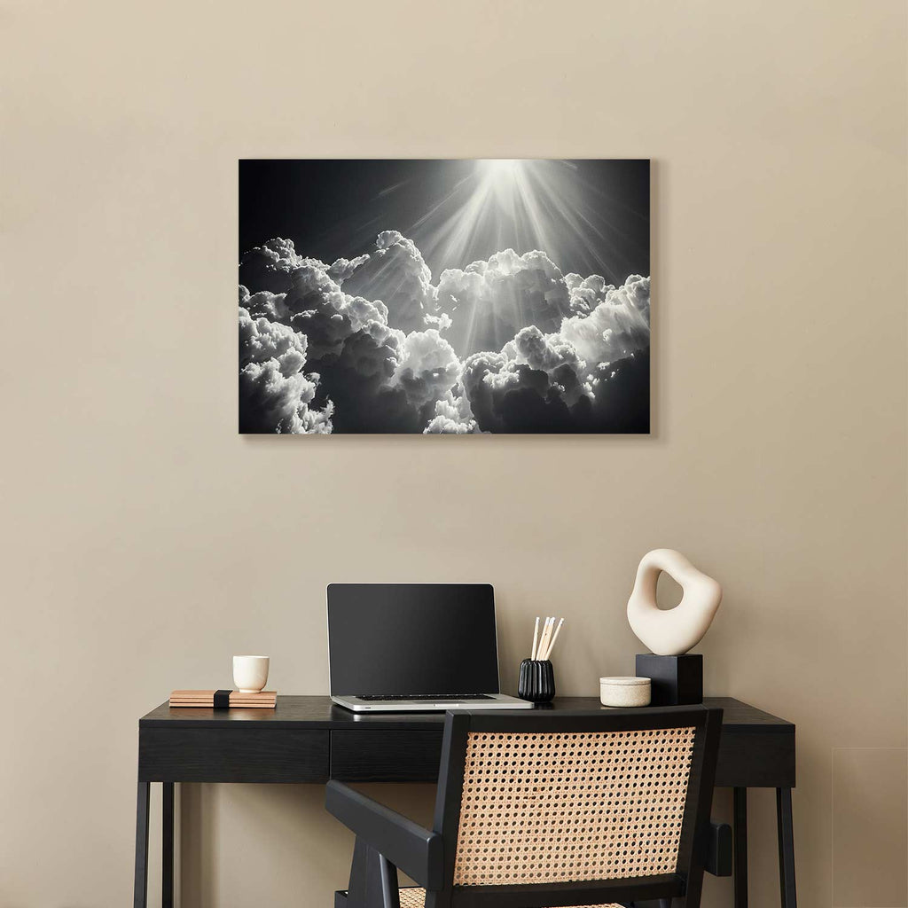Sun Rays Through Clouds Nature Canvas Print