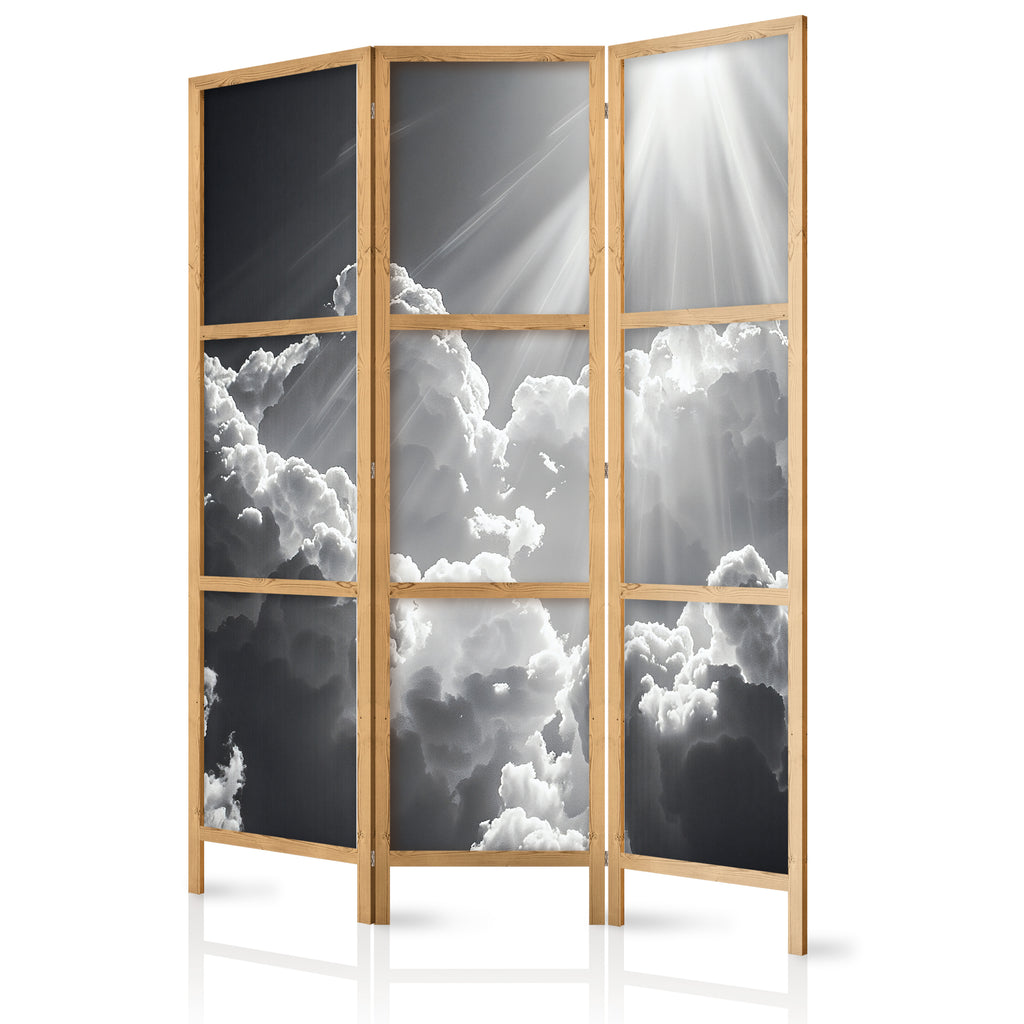 Japanese Room Divider - Hope in the Clouds, Black & White, 135x172