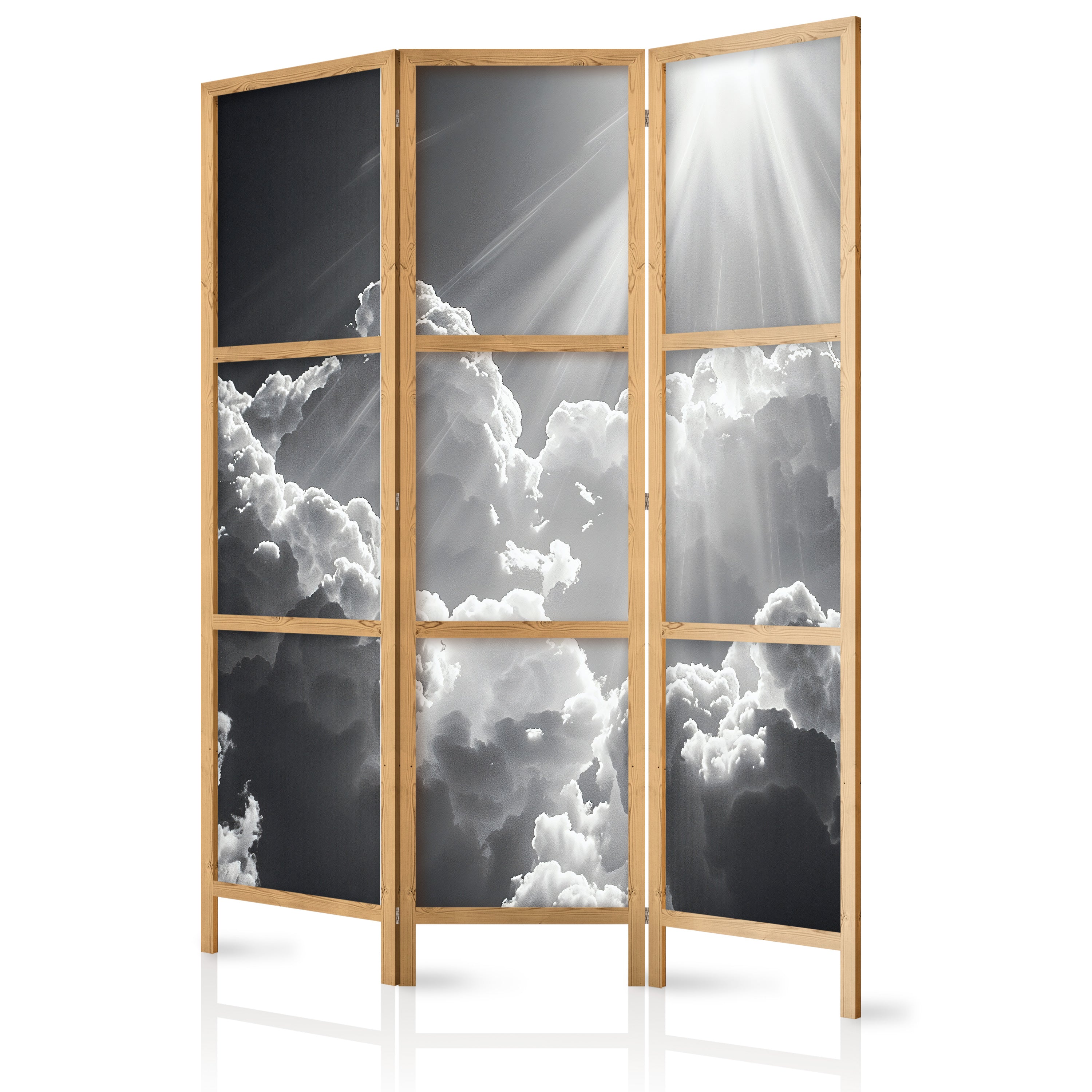 Japanese Room Divider - Hope in the Clouds, Black & White, 135x172