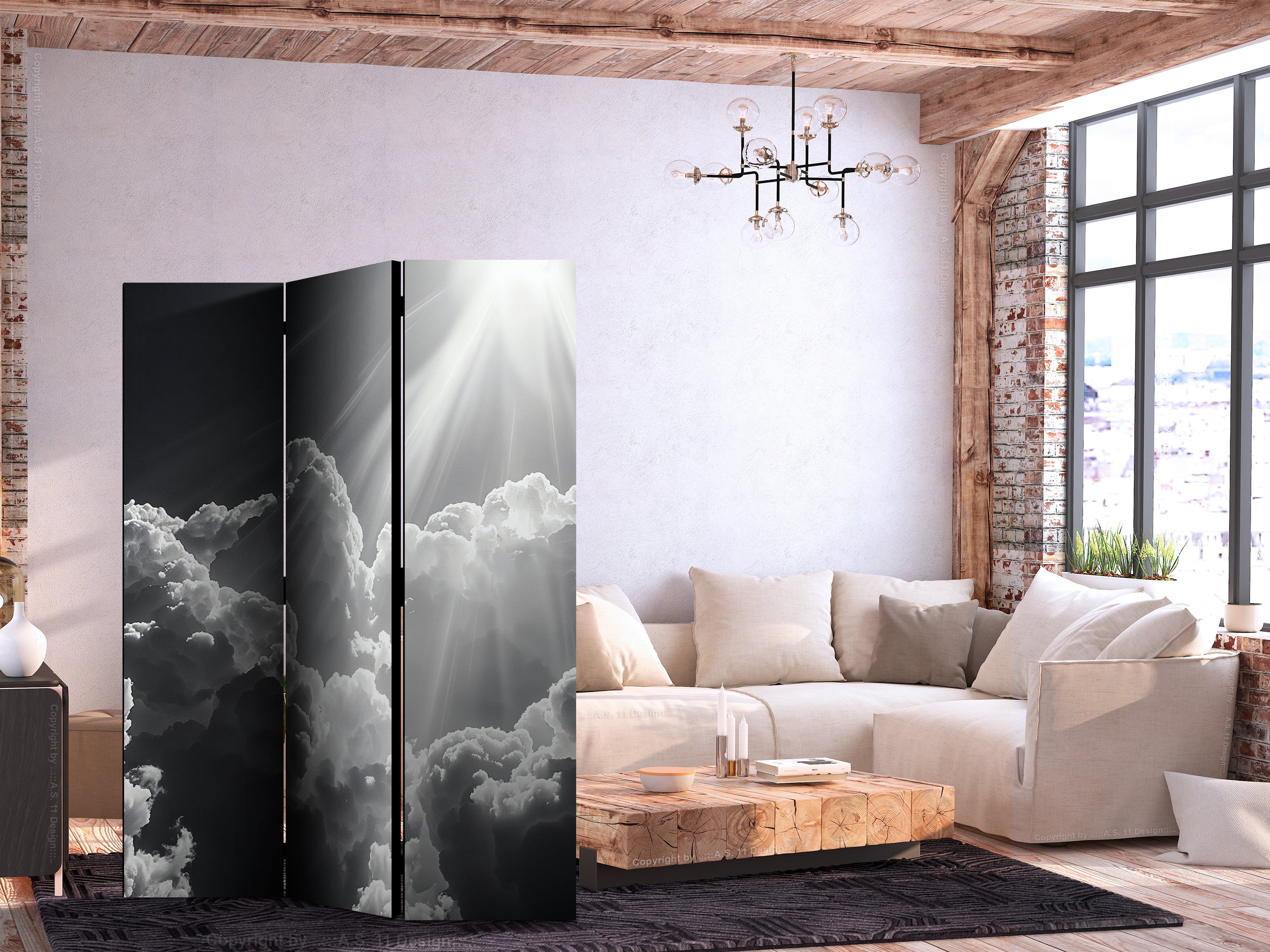 Room Divider - Hope in the Clouds: Inspiring Rays of the Sun â€“ Awaken Emotions