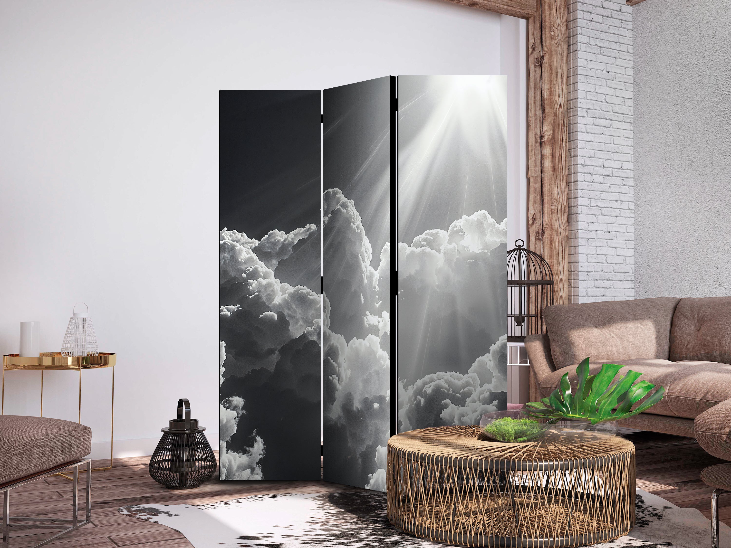 Room Divider - Hope in the Clouds: Inspiring Rays of the Sun â€“ Awaken Emotions