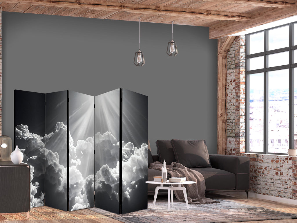 Room Divider Landscape with Clouds and Sun