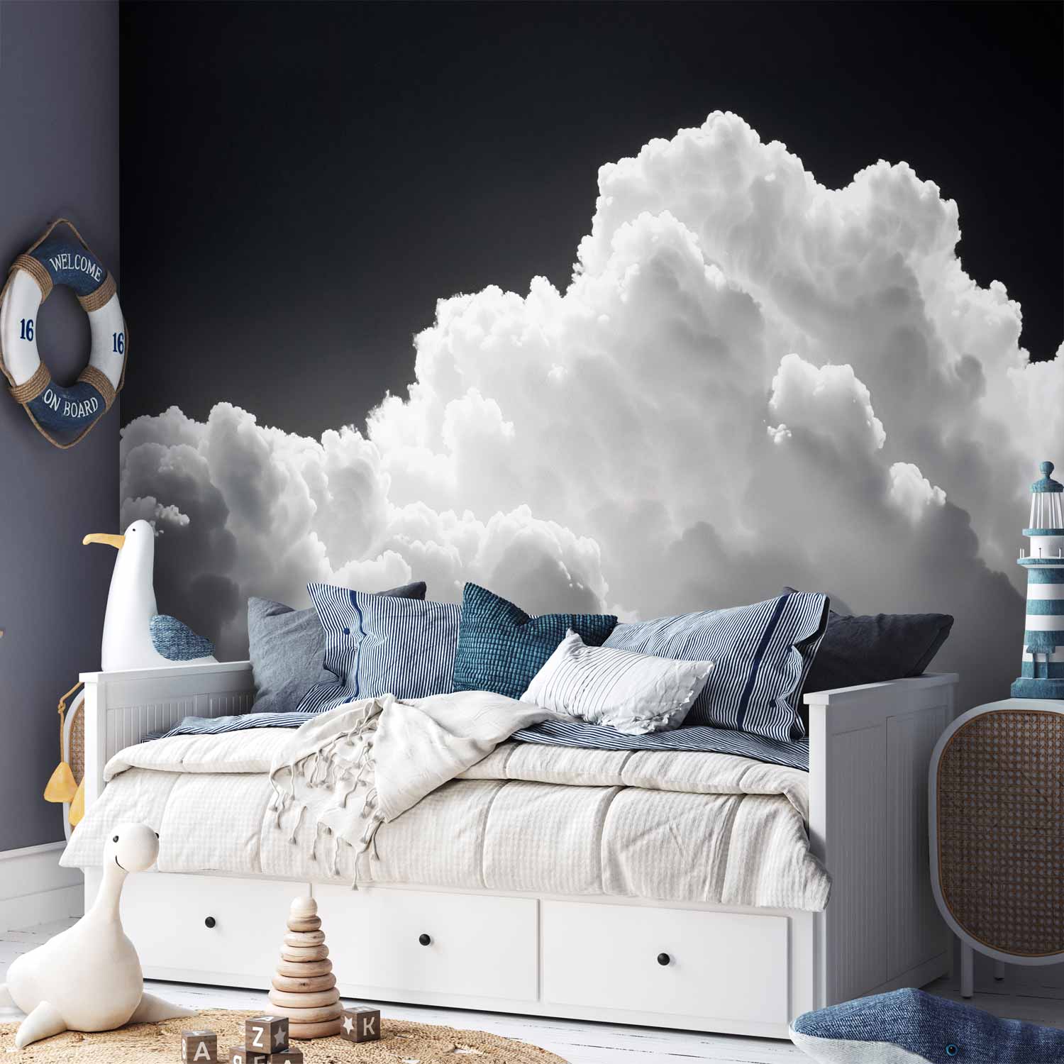Sunlit Sky Clouds and Shadows Wall Mural