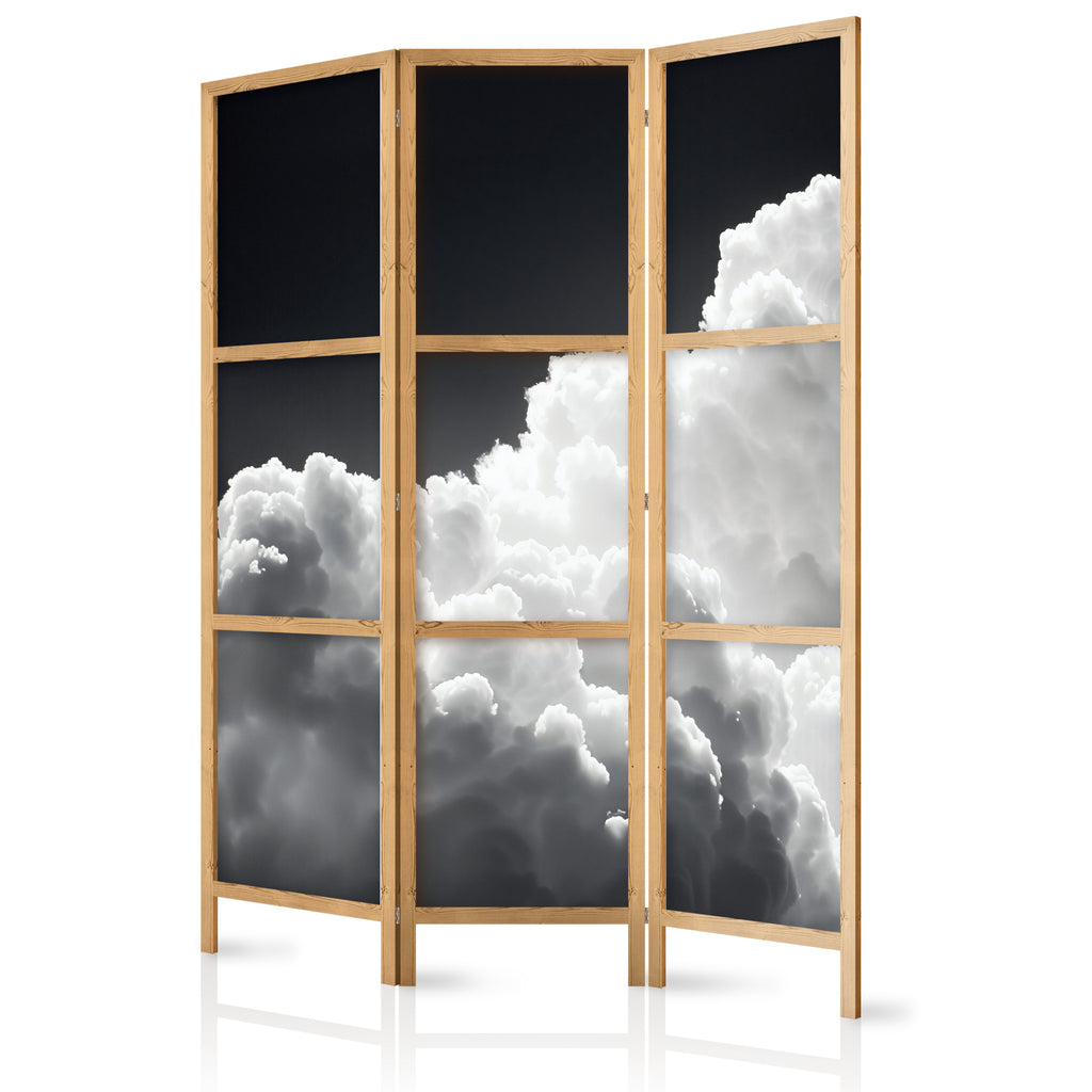 Japanese Room Divider 3-Panel Screen with Clouds and Light