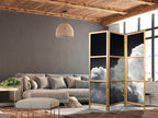 Japanese Room Divider 3-Panel Screen with Clouds and Light