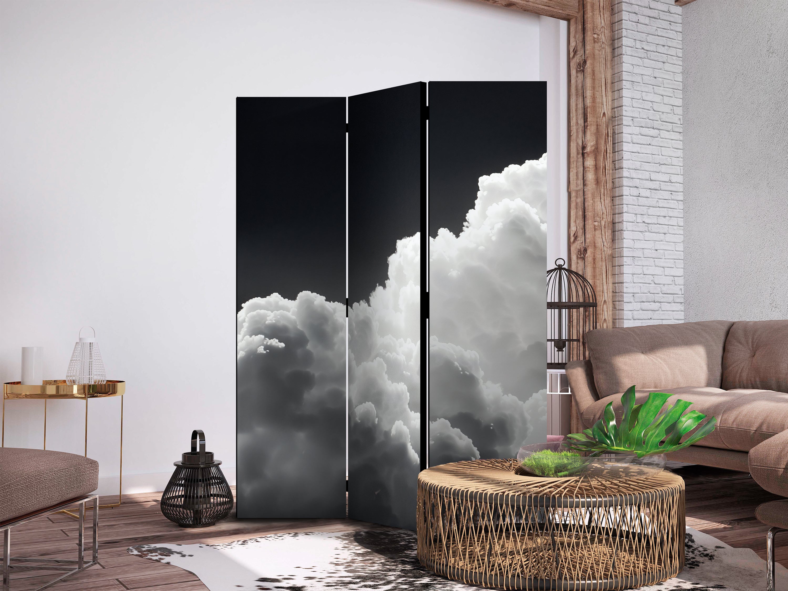 Room Divider - 135x172 Double-Sided Black and White
