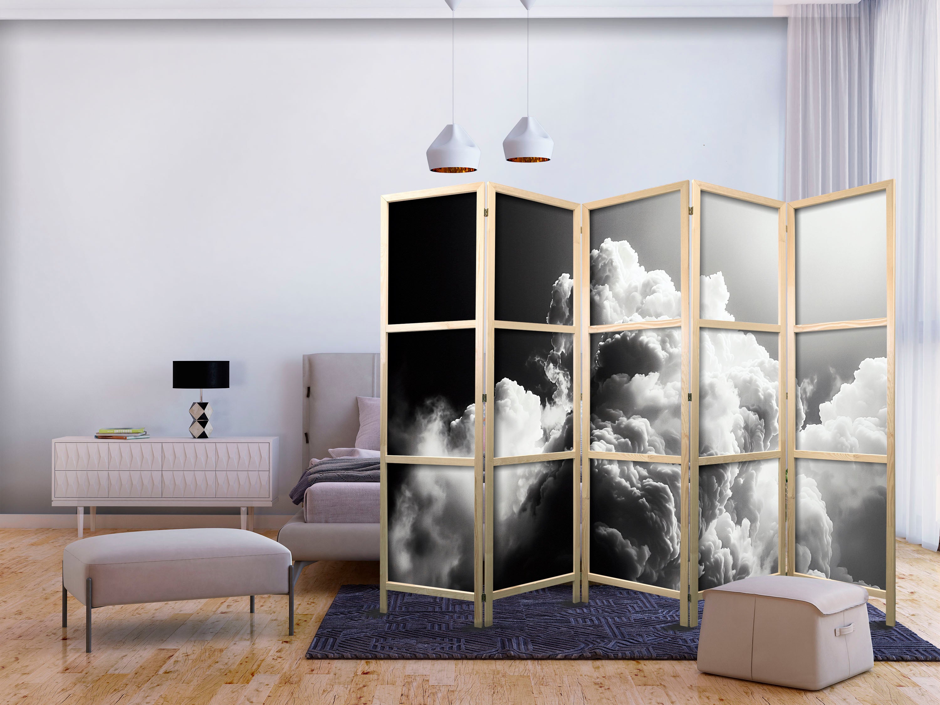 Japanese Room Divider - Clouds Like from Dreams: Let the Sun Illuminate Your Day