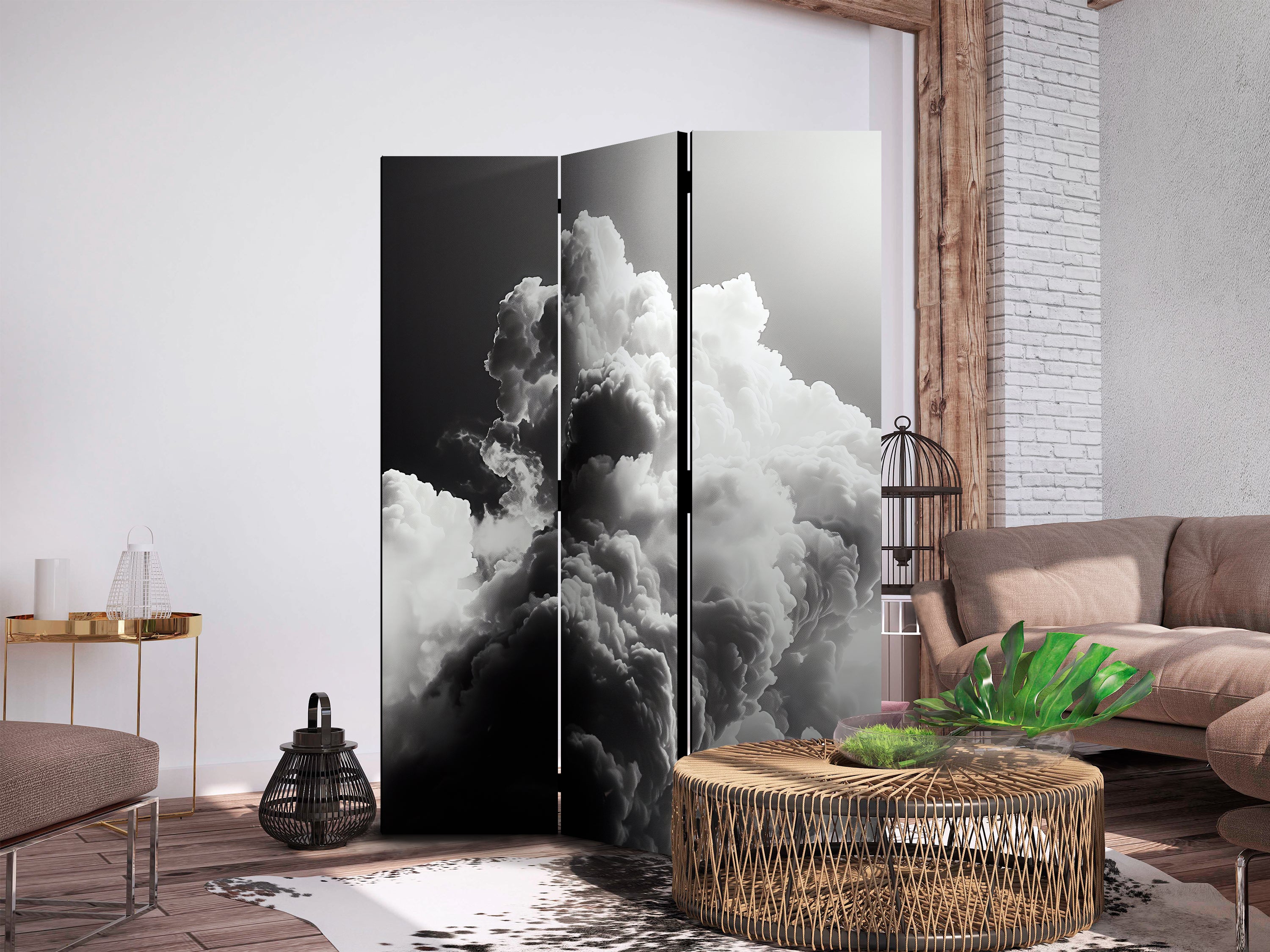 Room Divider Clouds Like a Dream – Sunlit Visual Feast