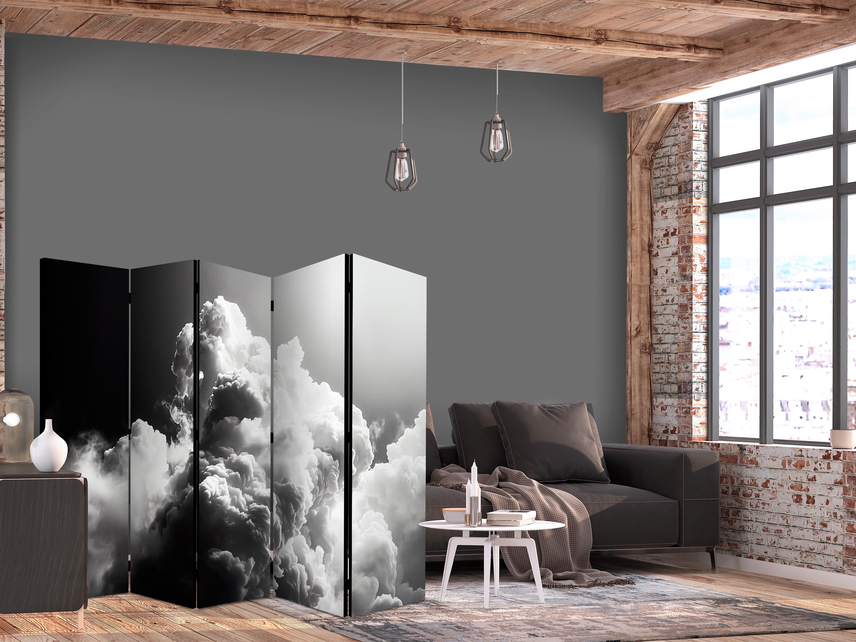 Room Divider Clouds Like a Dream - 5-Panel Landscape