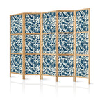 Rose Vines Japanese Room Divider – Monochrome Birds
