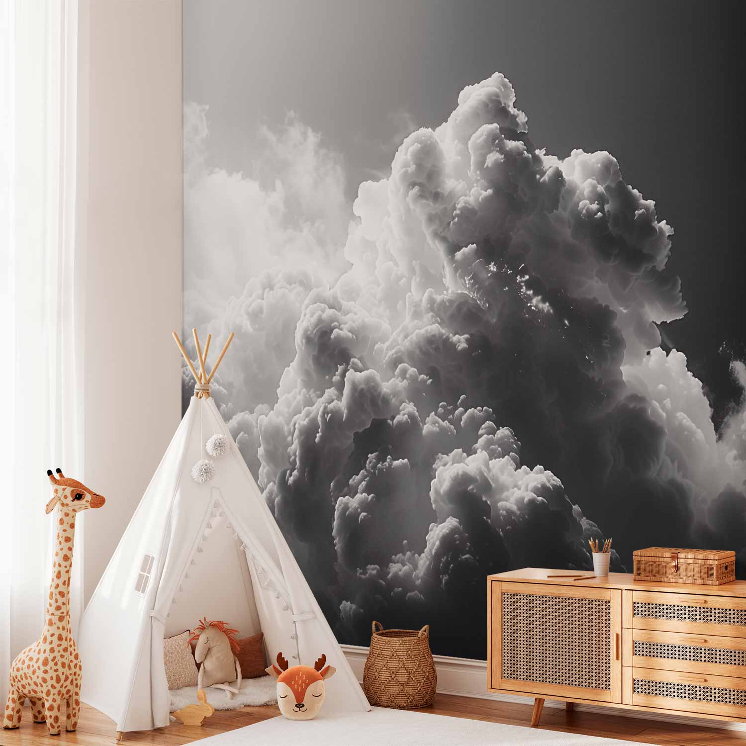 Sunlight Through Dark Clouds Sky Wall Mural