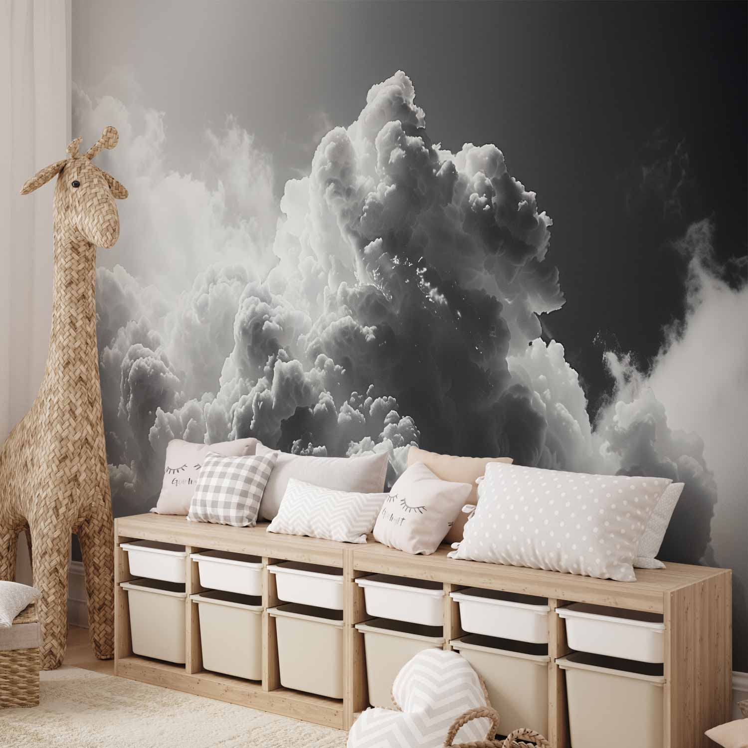 Sunlight Through Dark Clouds Sky Wall Mural