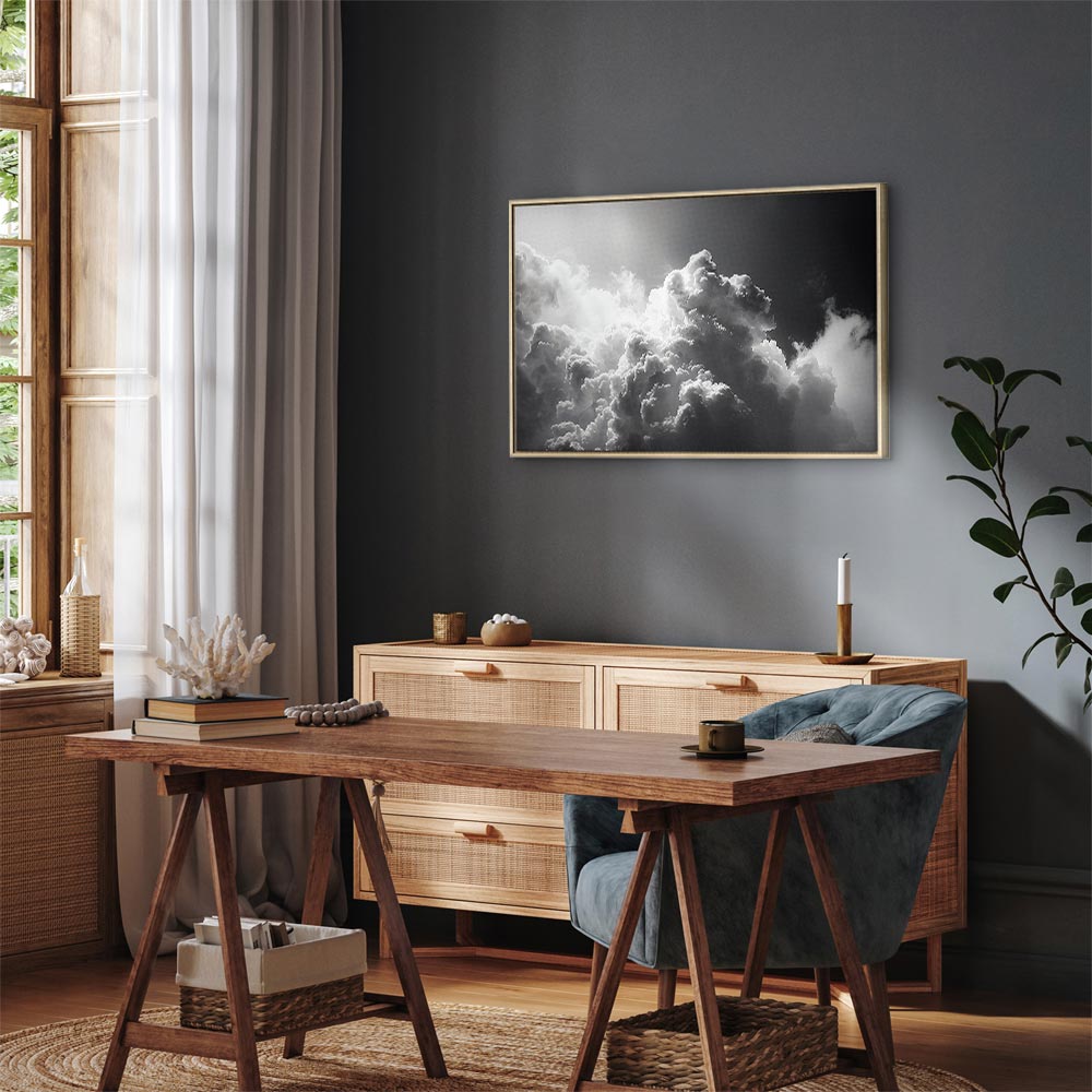 Canvas Print: Extraordinary Phenomenon - Sun Illuminating Dark Clouds