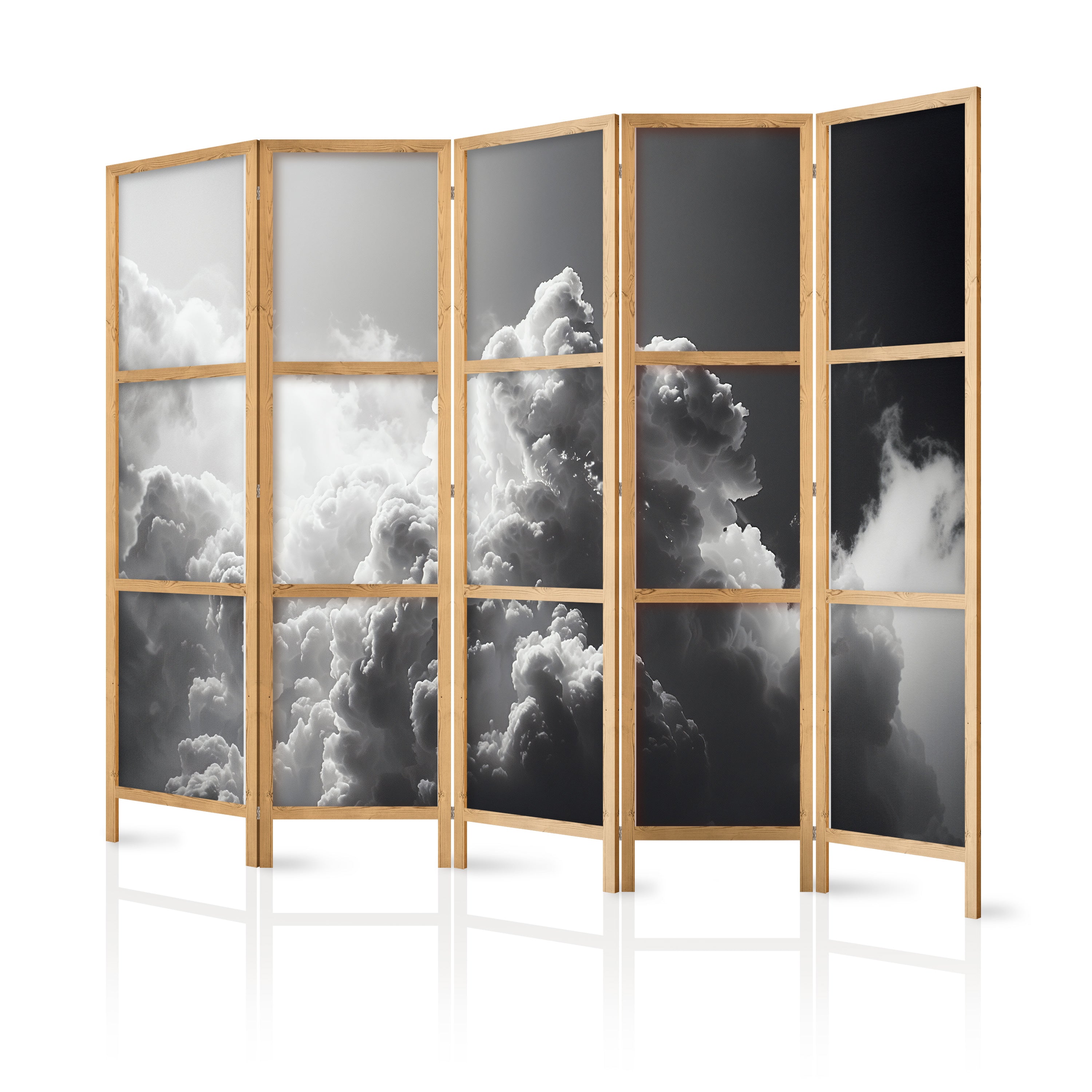 Japanese Room Divider - Extraordinary Phenomenon: The Sun Illuminating Dark Clouds.