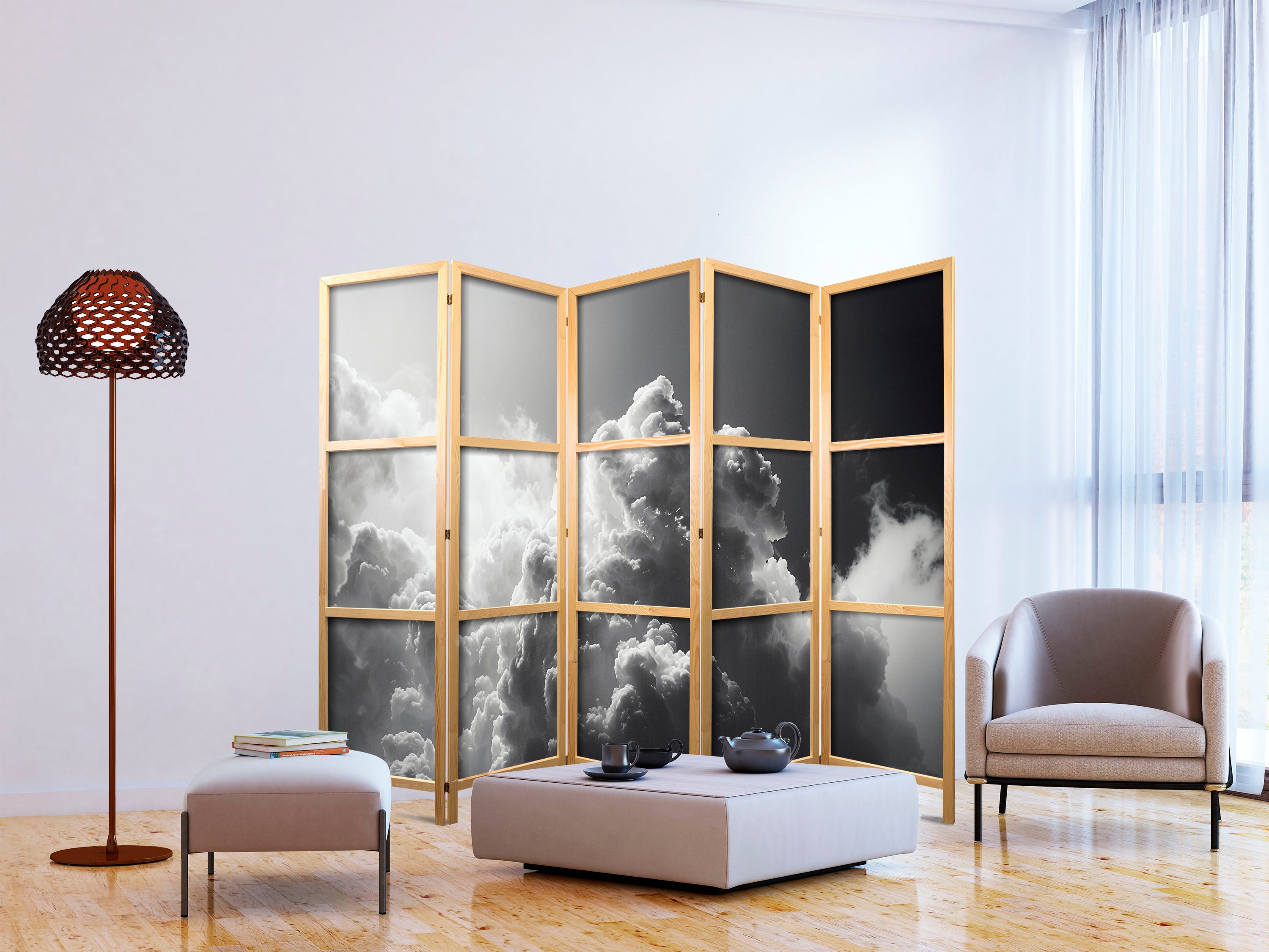 Japanese Room Divider - Extraordinary Phenomenon: The Sun Illuminating Dark Clouds.