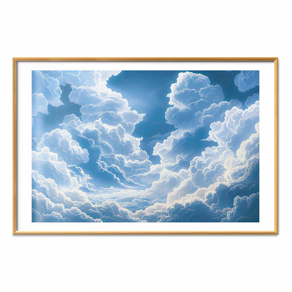 Blue Sky Breakthrough Clouds Poster