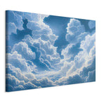 Canvas Print Blue Sky Breaking Through White Fluffy Clouds