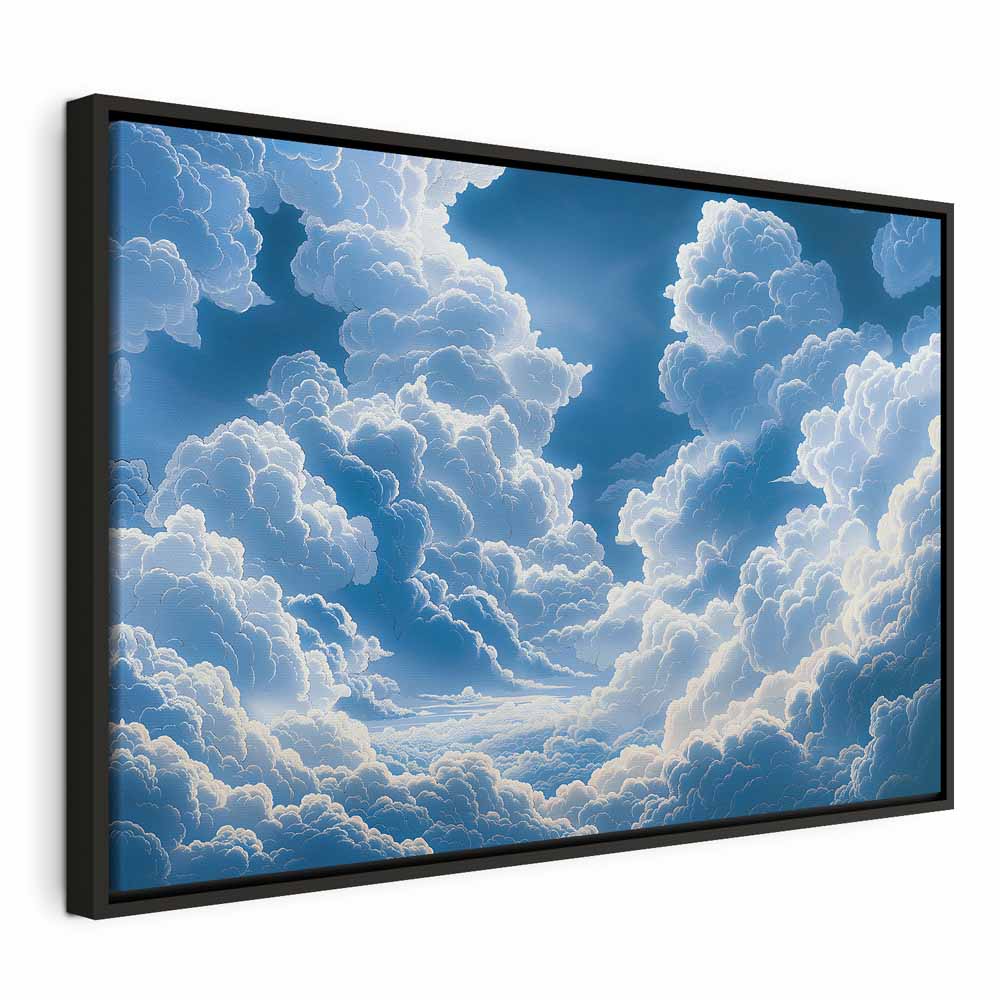 Canvas Print Blue Sky Breaking Through White Fluffy Clouds