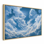 Canvas Print Blue Sky Breaking Through White Fluffy Clouds