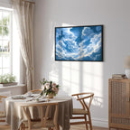 Canvas Print Blue Sky Breaking Through White Fluffy Clouds