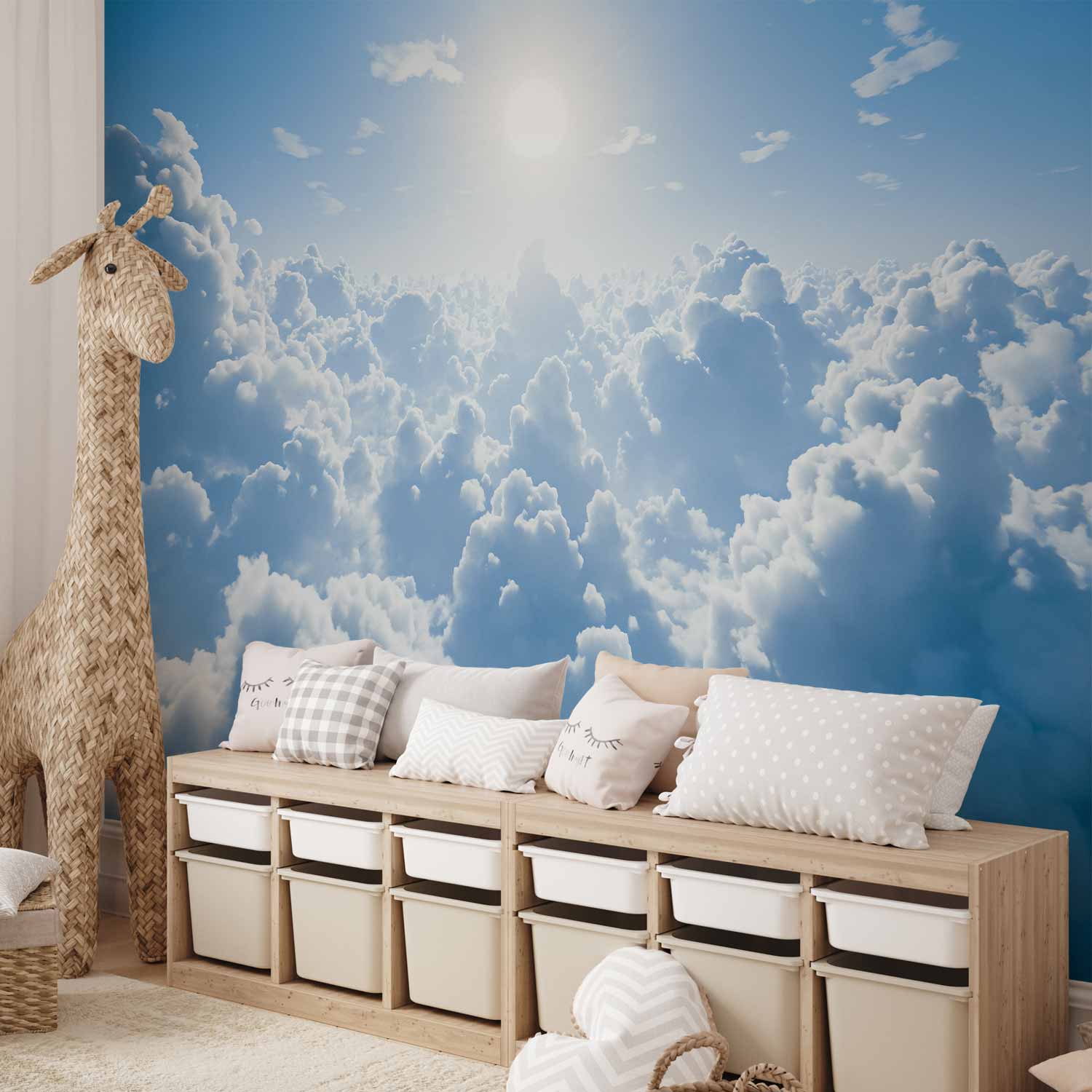 Sun Rays Through Clouds Wall Mural