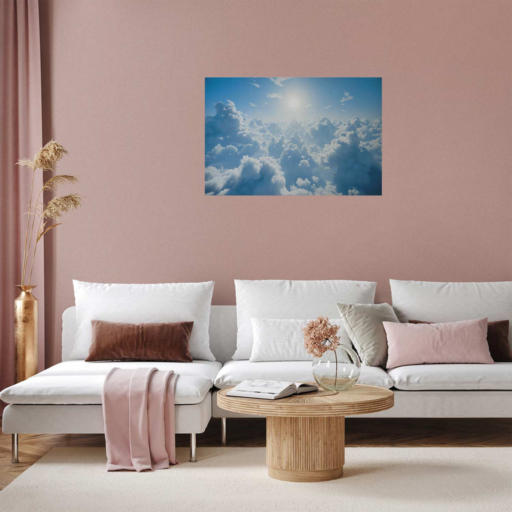 Warm Sun Rays Cloudy Sky Poster