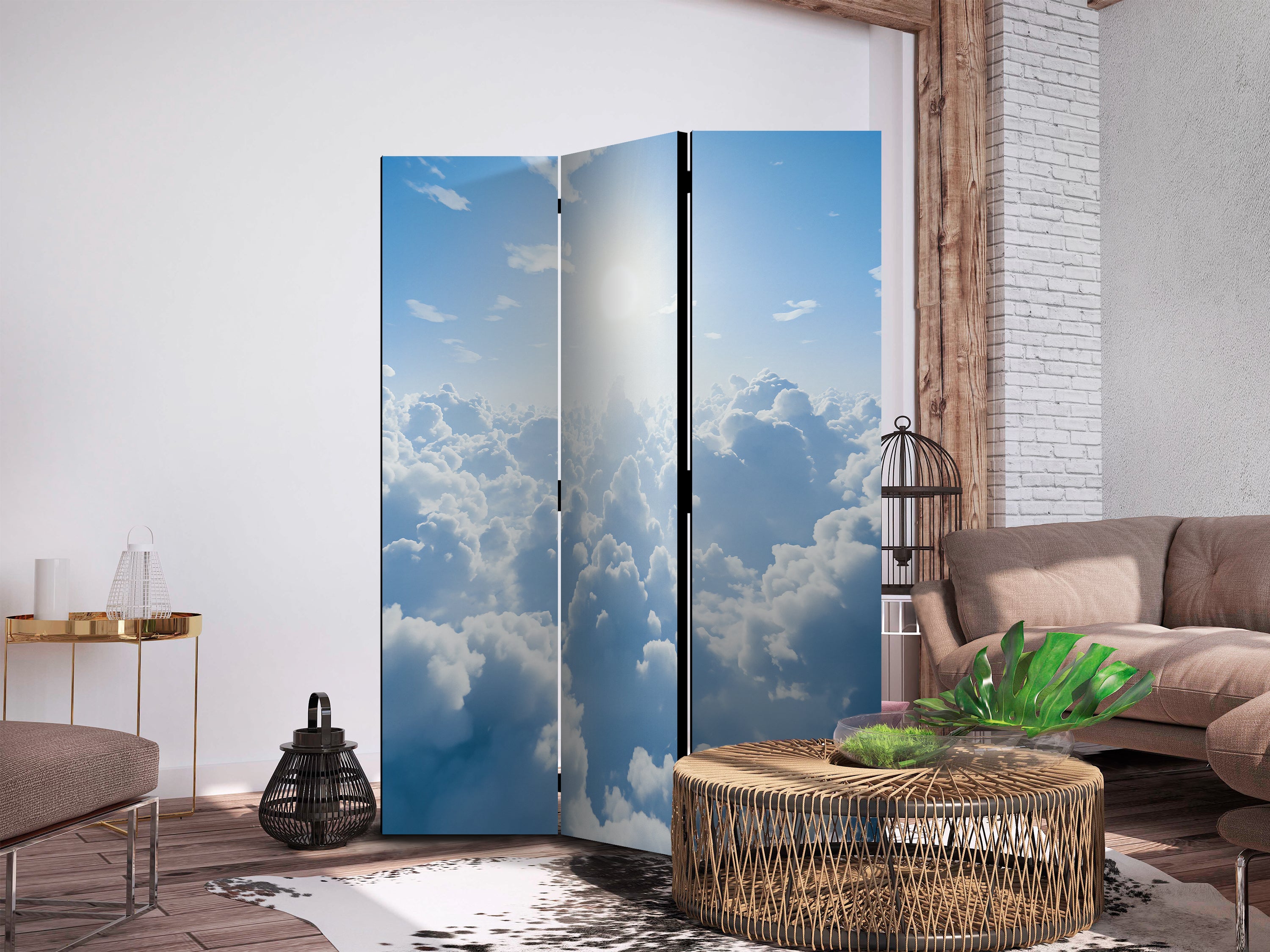 Room divider - Heavenly Calm: Warm Rays of the Sun