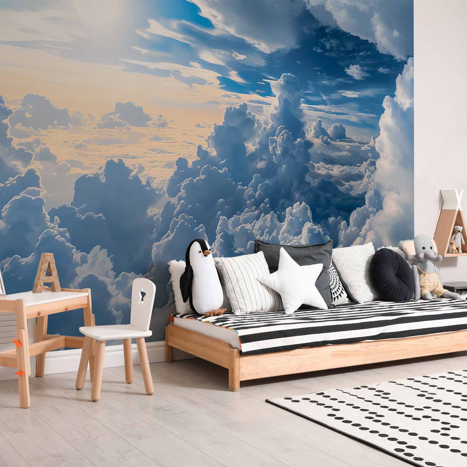 Sunlit Sky Clouds Wall Mural
