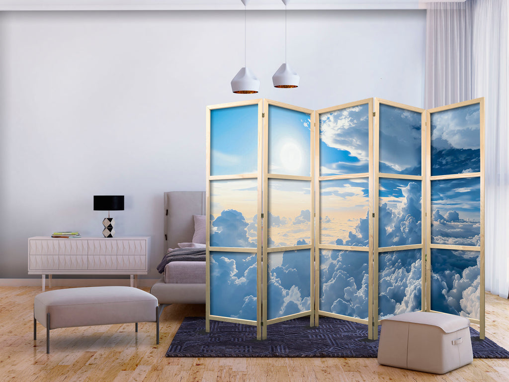 Japanese Room Divider Symphony of Light with Sun and Clouds